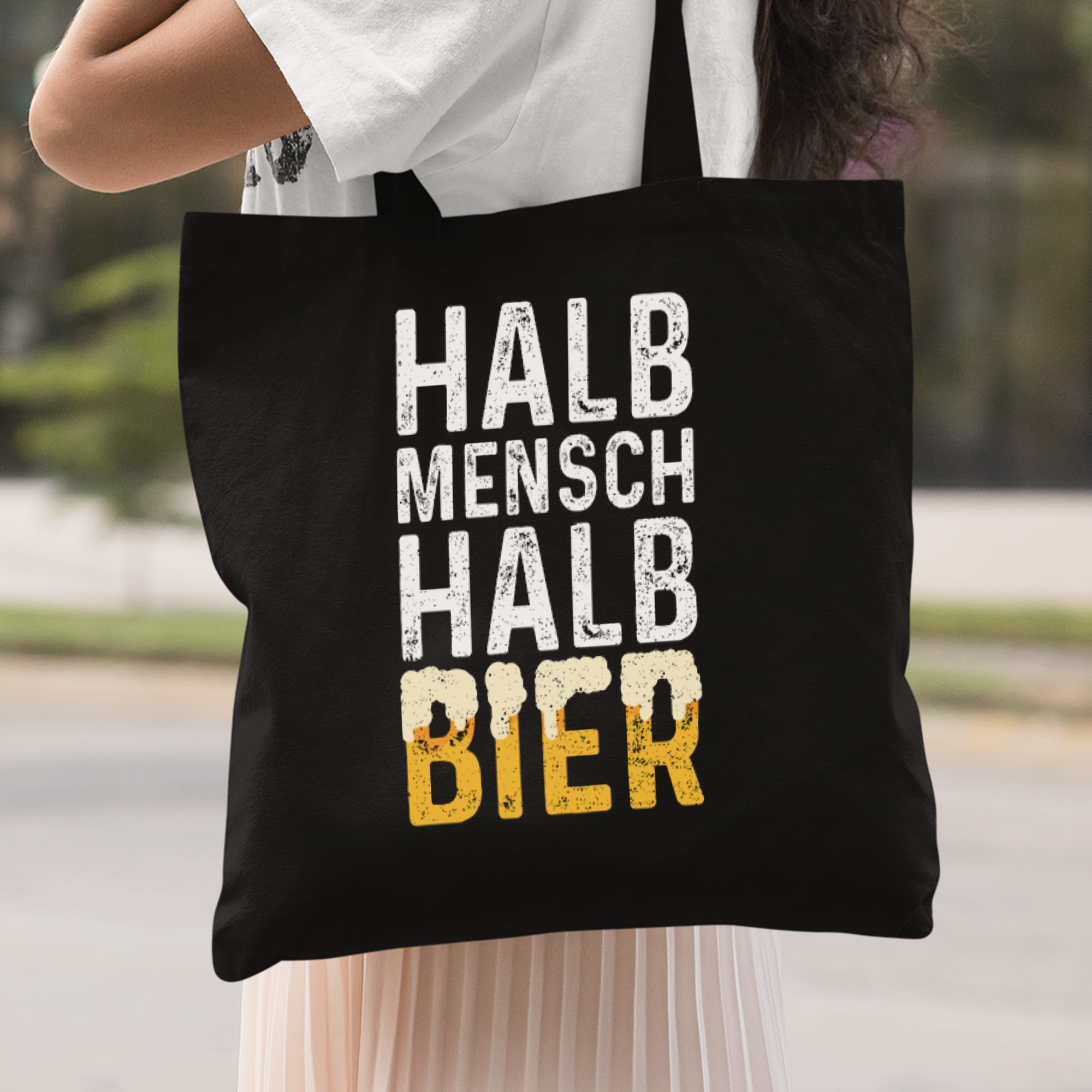 Halb Mensch Halb Bier Stoffbeutel - DESIGNSBYJNK5.COM