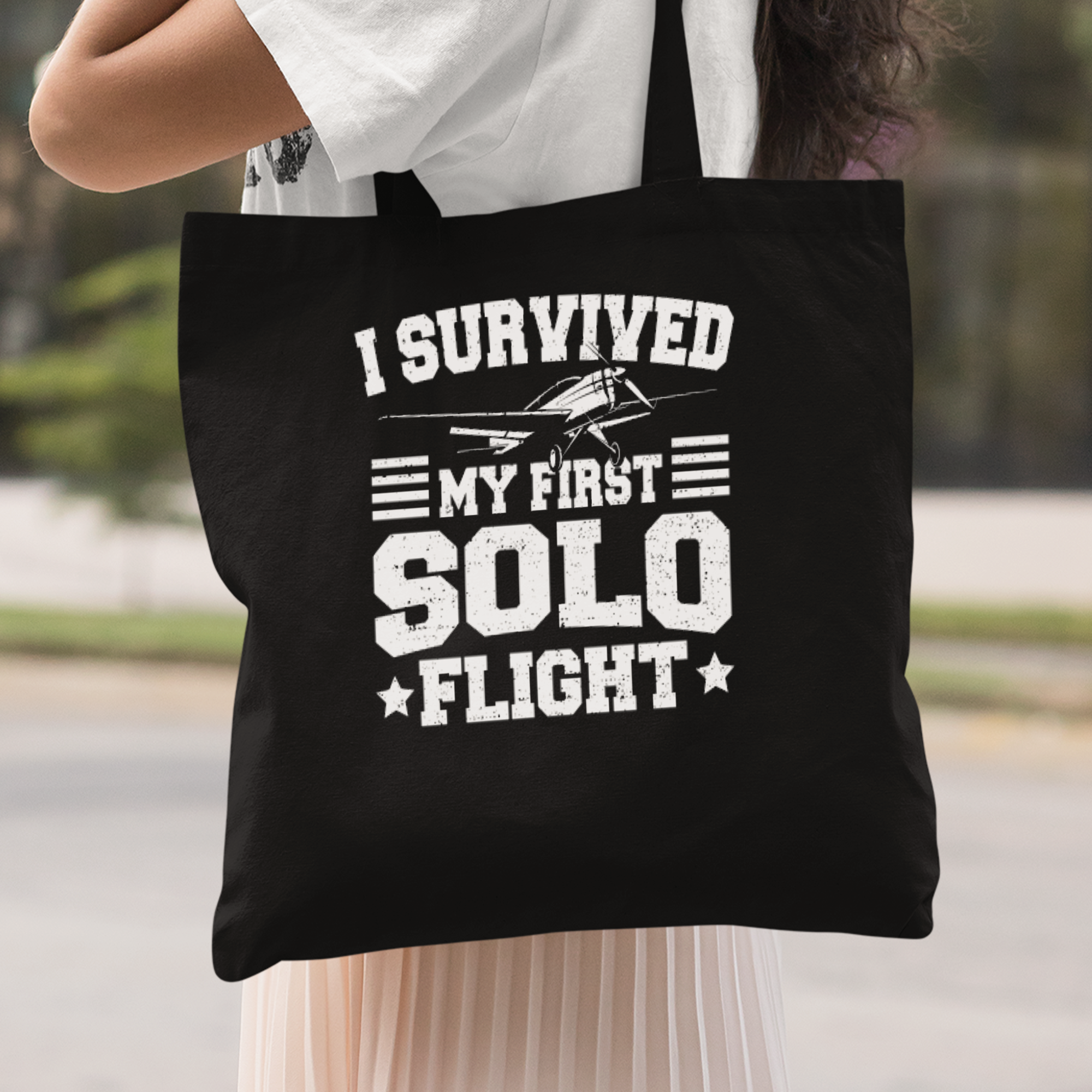 I Survived My First Solo Flight Stoffbeutel - DESIGNSBYJNK5.COM