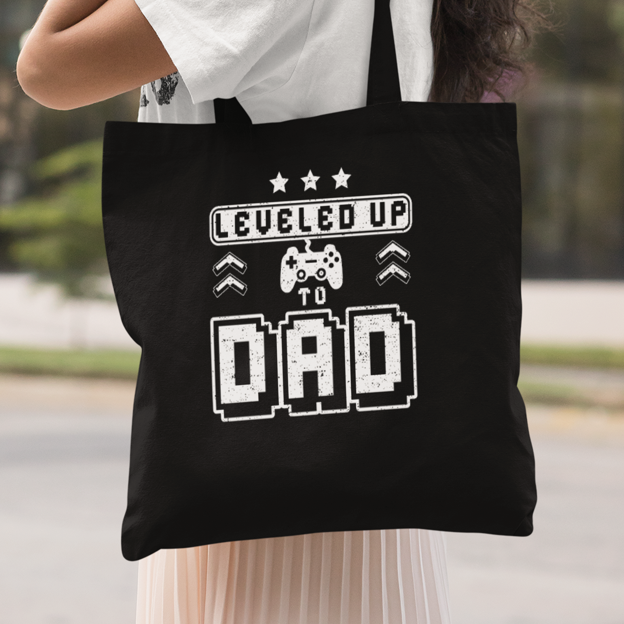 Leveled Up To Dad Stoffbeutel - DESIGNSBYJNK5.COM