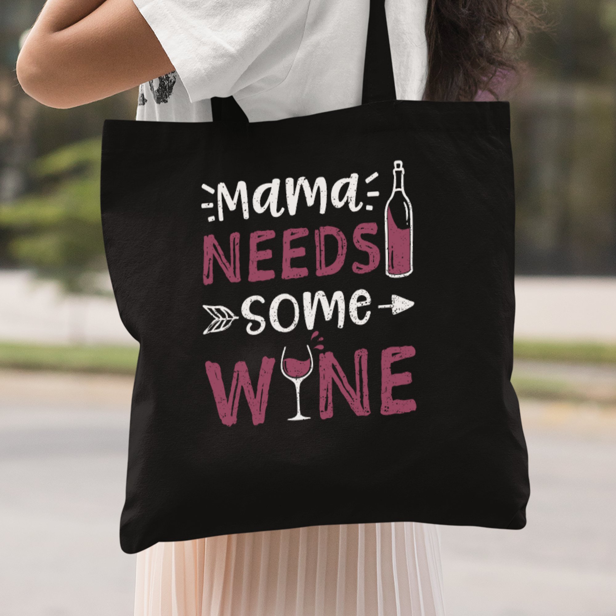Mama Needs Some Wine Stoffbeutel - DESIGNSBYJNK5.COM