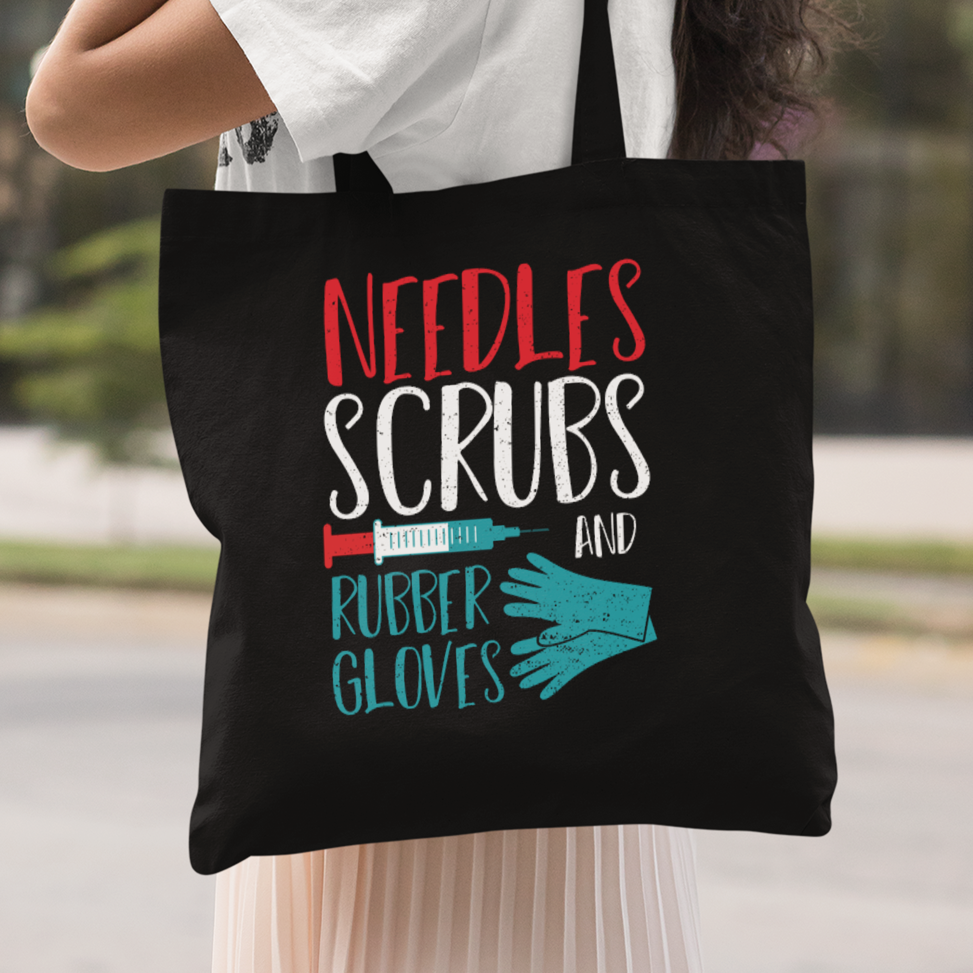 Needles Scrubs And Rubber Gloves Stoffbeutel - DESIGNSBYJNK5.COM