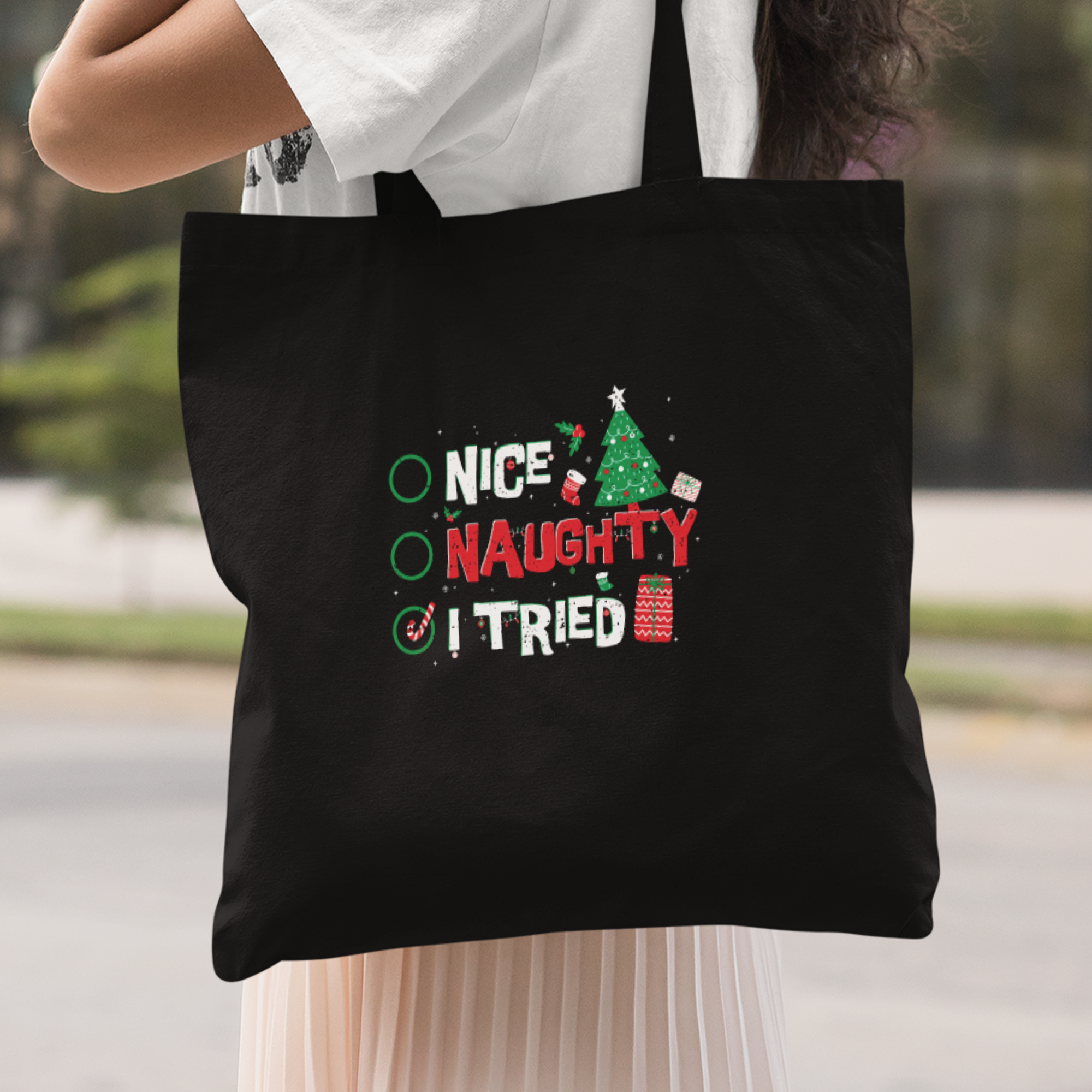 Nice Naughty I Tried Stoffbeutel - DESIGNSBYJNK5.COM