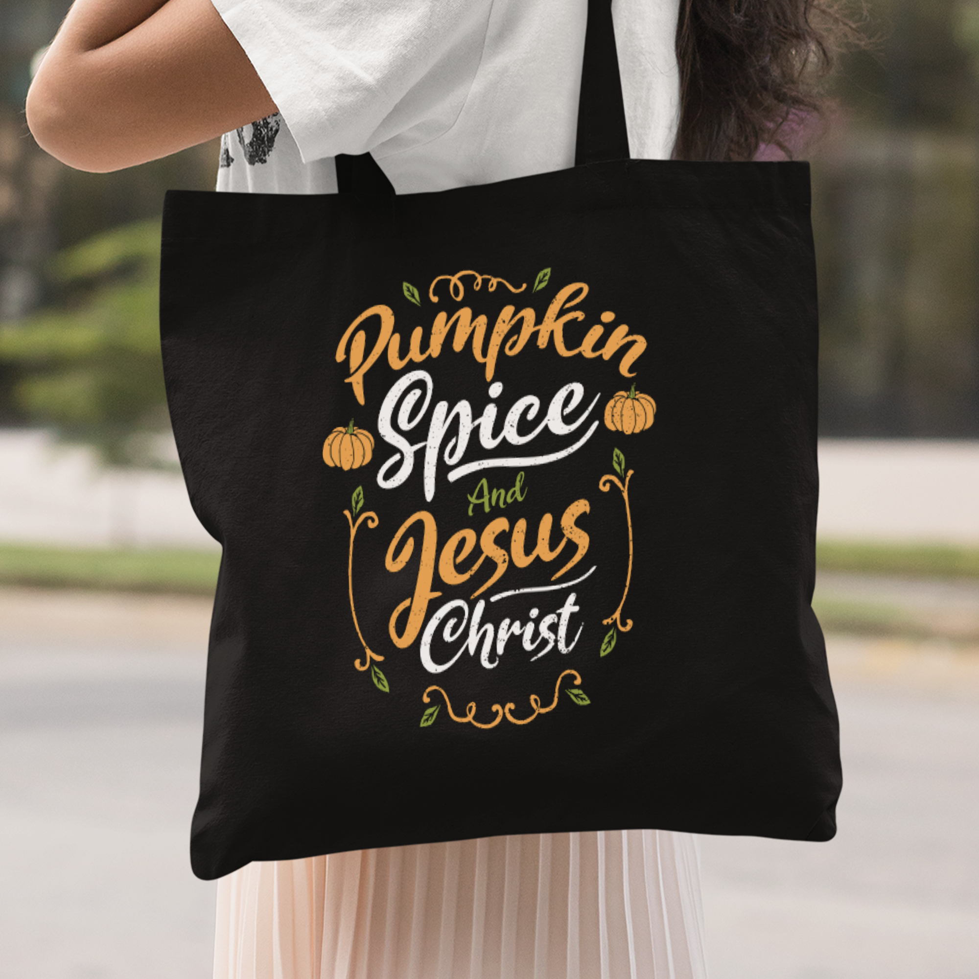 Pumpkin Spice And Jesus Christ Stoffbeutel - DESIGNSBYJNK5.COM