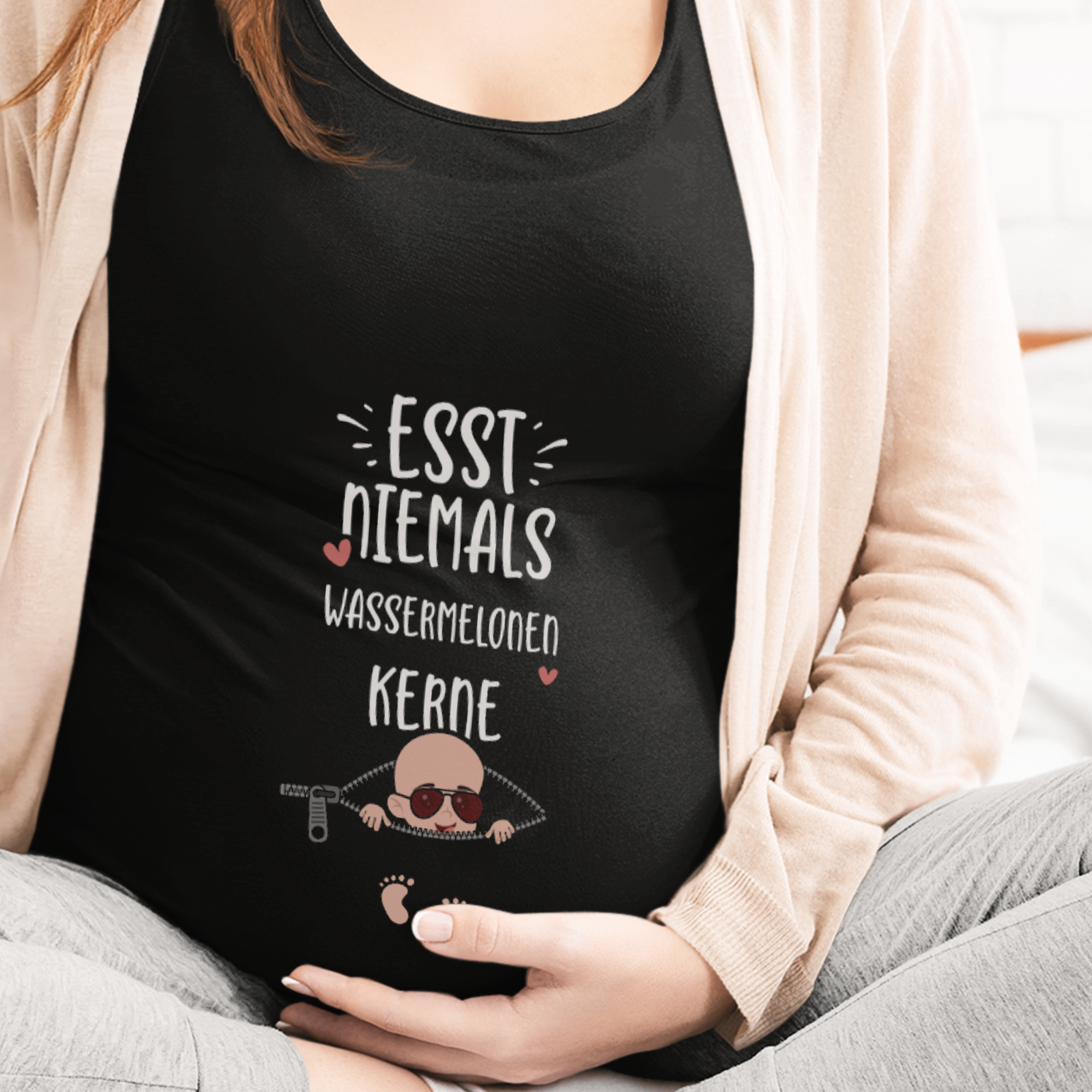 Esst Niemals Wassermelonen Kerne Schwangerschafts T-Shirt - DESIGNSBYJNK5.COM