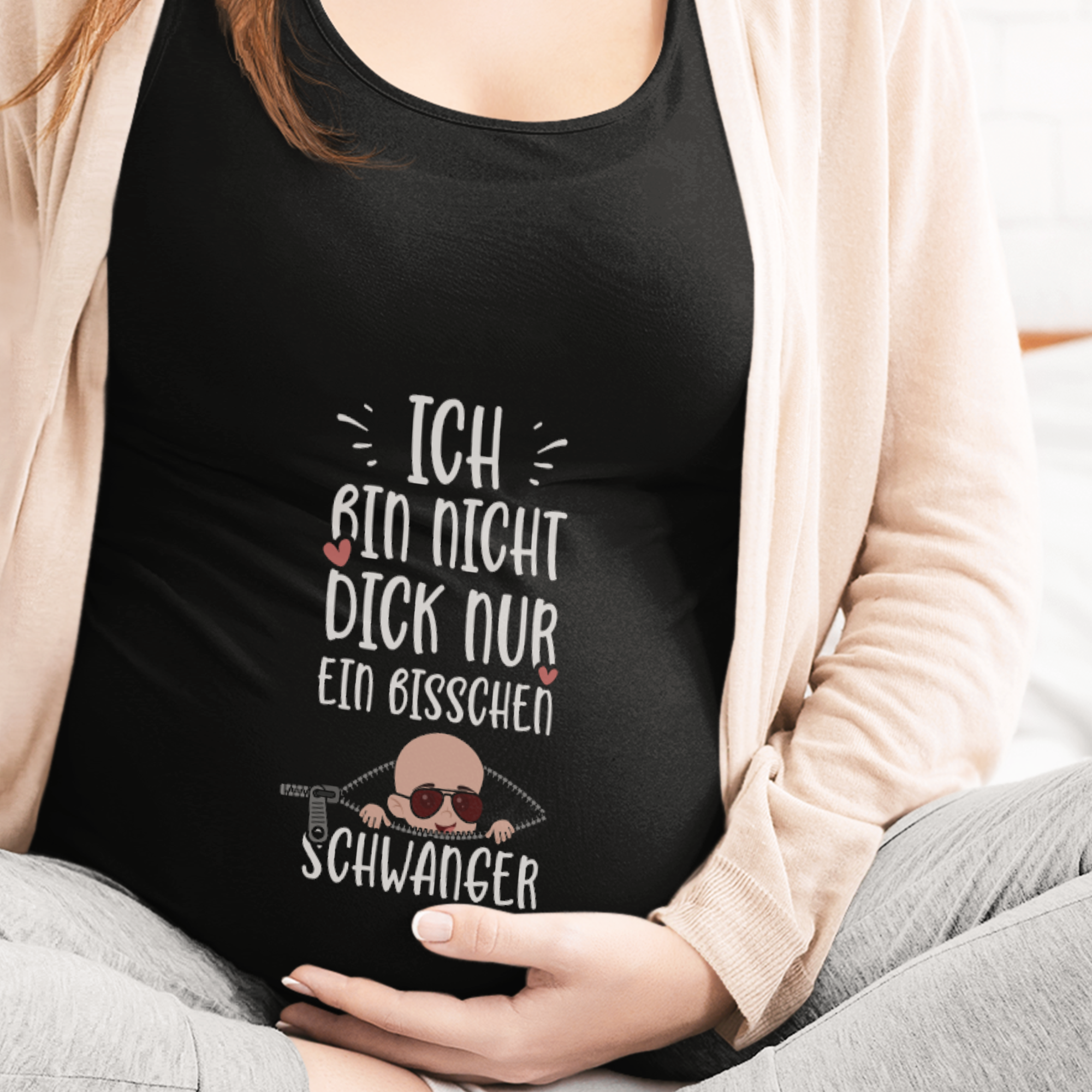 Ich Bin Nicht Dick Nur Ein Bisschen Schwanger Schwangerschafts T-Shirt - DESIGNSBYJNK5.COM