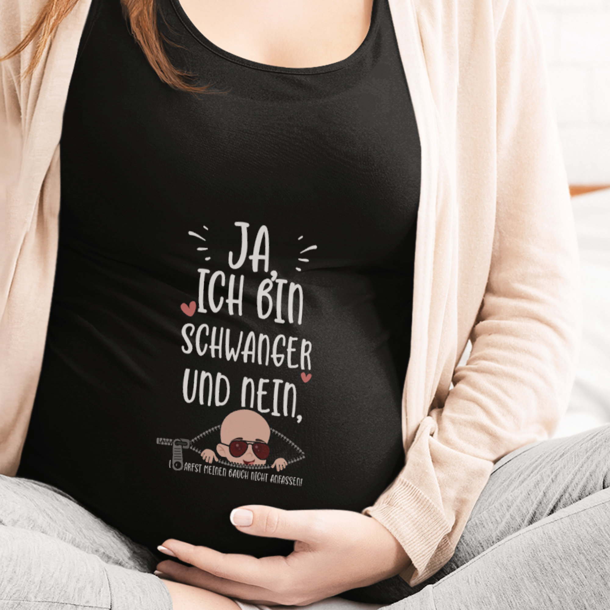 Ja, Ich Bin Schwanger Und Nein, Du Darfst Meinen Bauch Nicht Anfassen! Schwangerschafts T-Shirt - DESIGNSBYJNK5.COM
