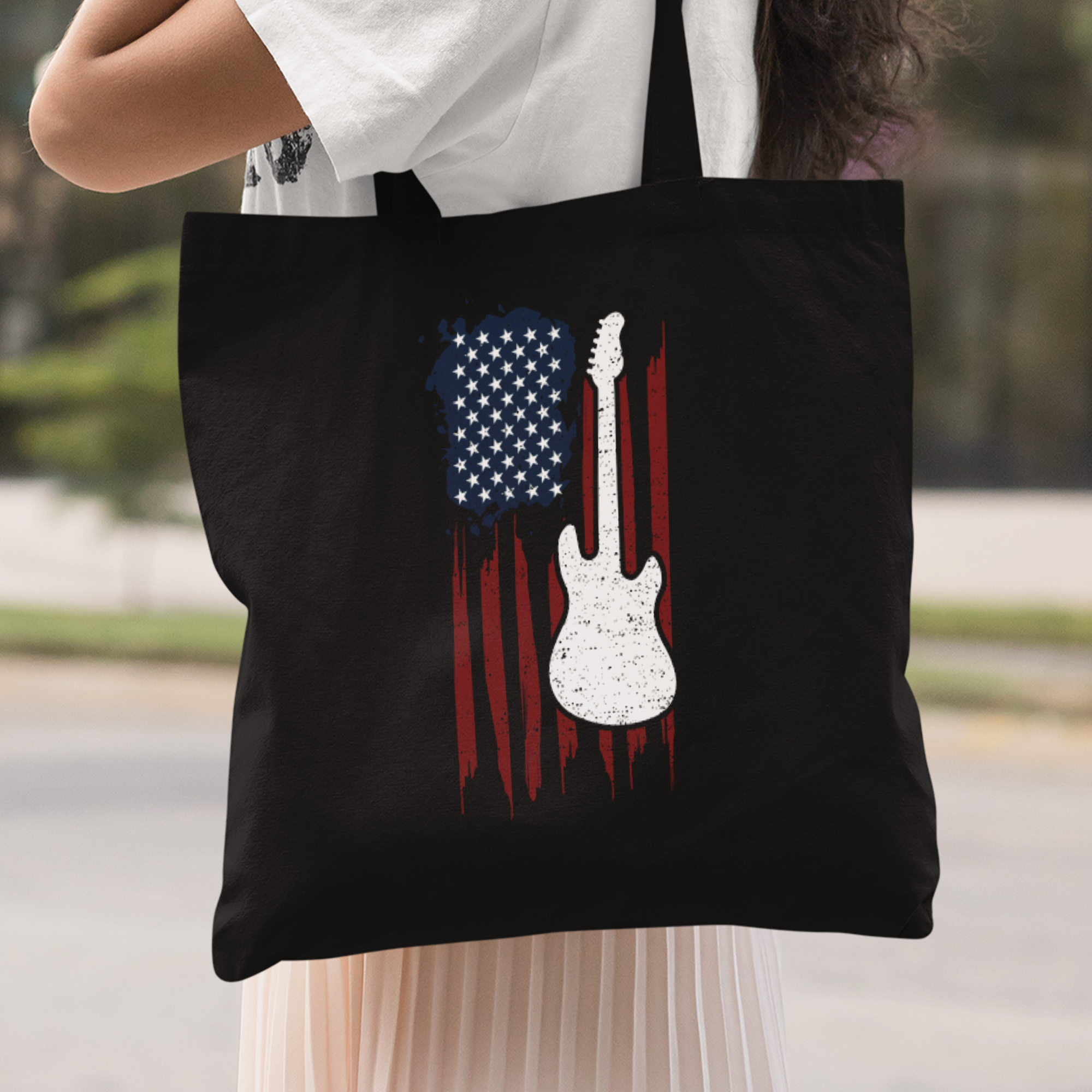 US Flag Guitar Stoffbeutel - DESIGNSBYJNK5.COM