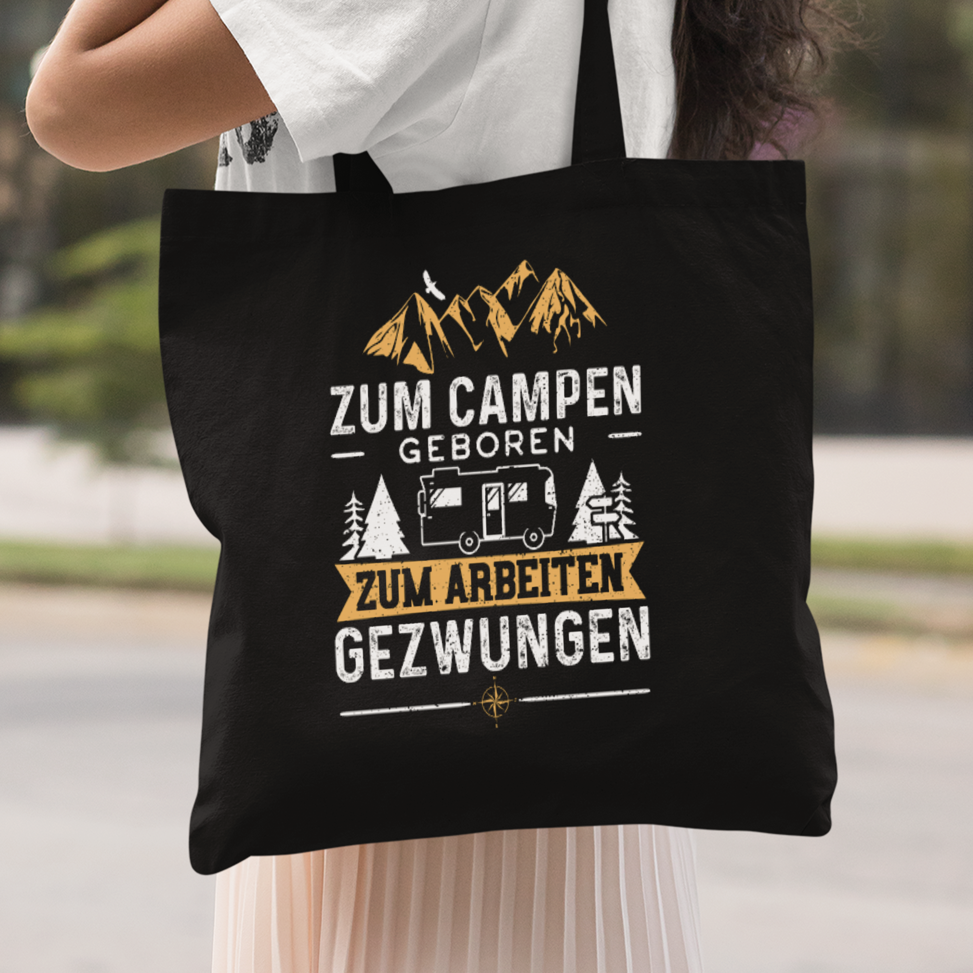Zum Campen Geboren Zum Arbeiten Gezwungen Stoffbeutel - DESIGNSBYJNK5.COM