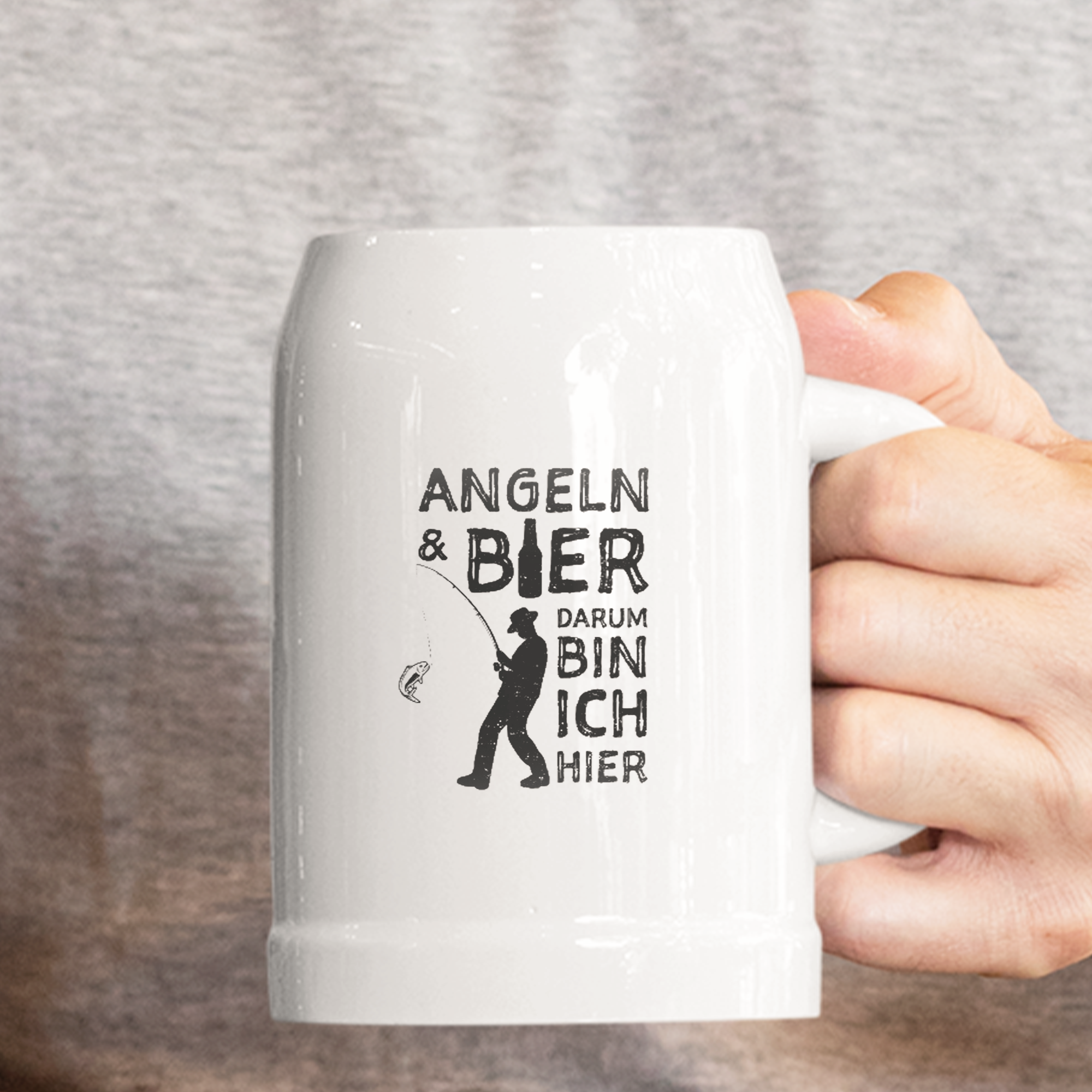 Angeln Und Bier Darum Bin Ich Hier Bierkrug - DESIGNSBYJNK5.COM