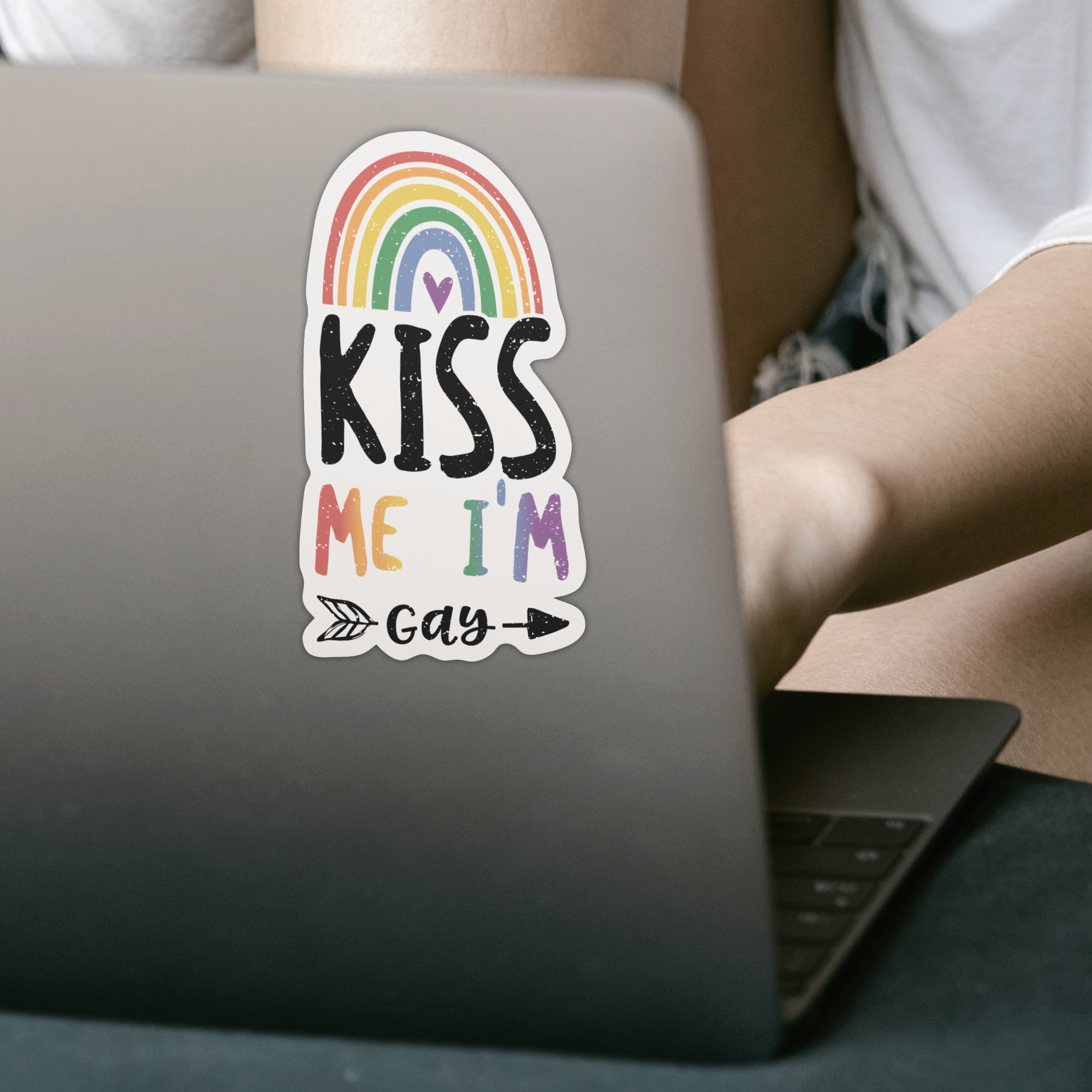 Kiss Me I'm Gay Sticker - DESIGNSBYJNK5.COM