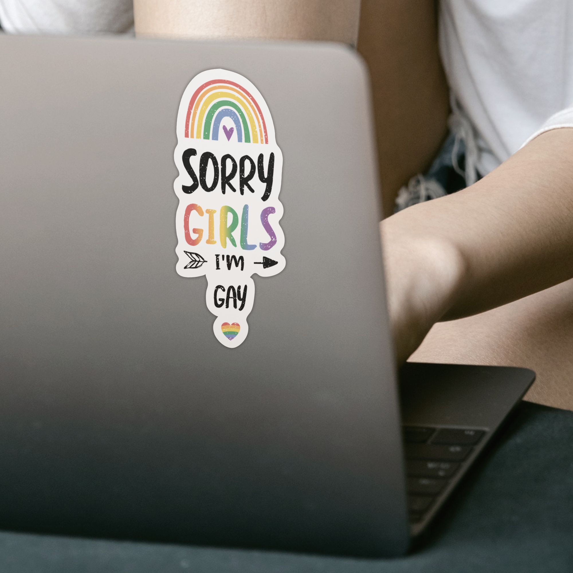 Sorry Girls I'm Gay Sticker - DESIGNSBYJNK5.COM
