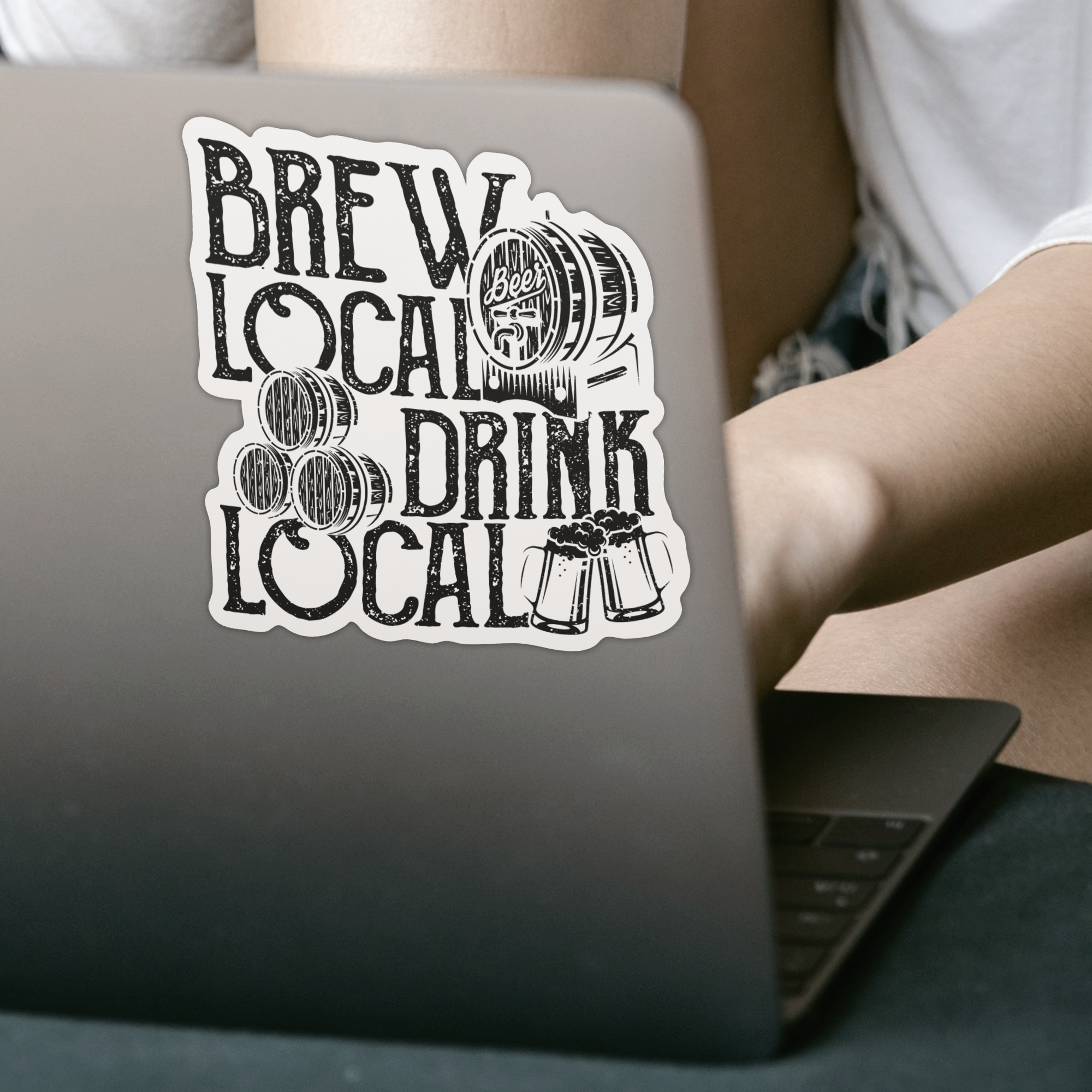 Brew Local Drink Local Sticker - DESIGNSBYJNK5.COM