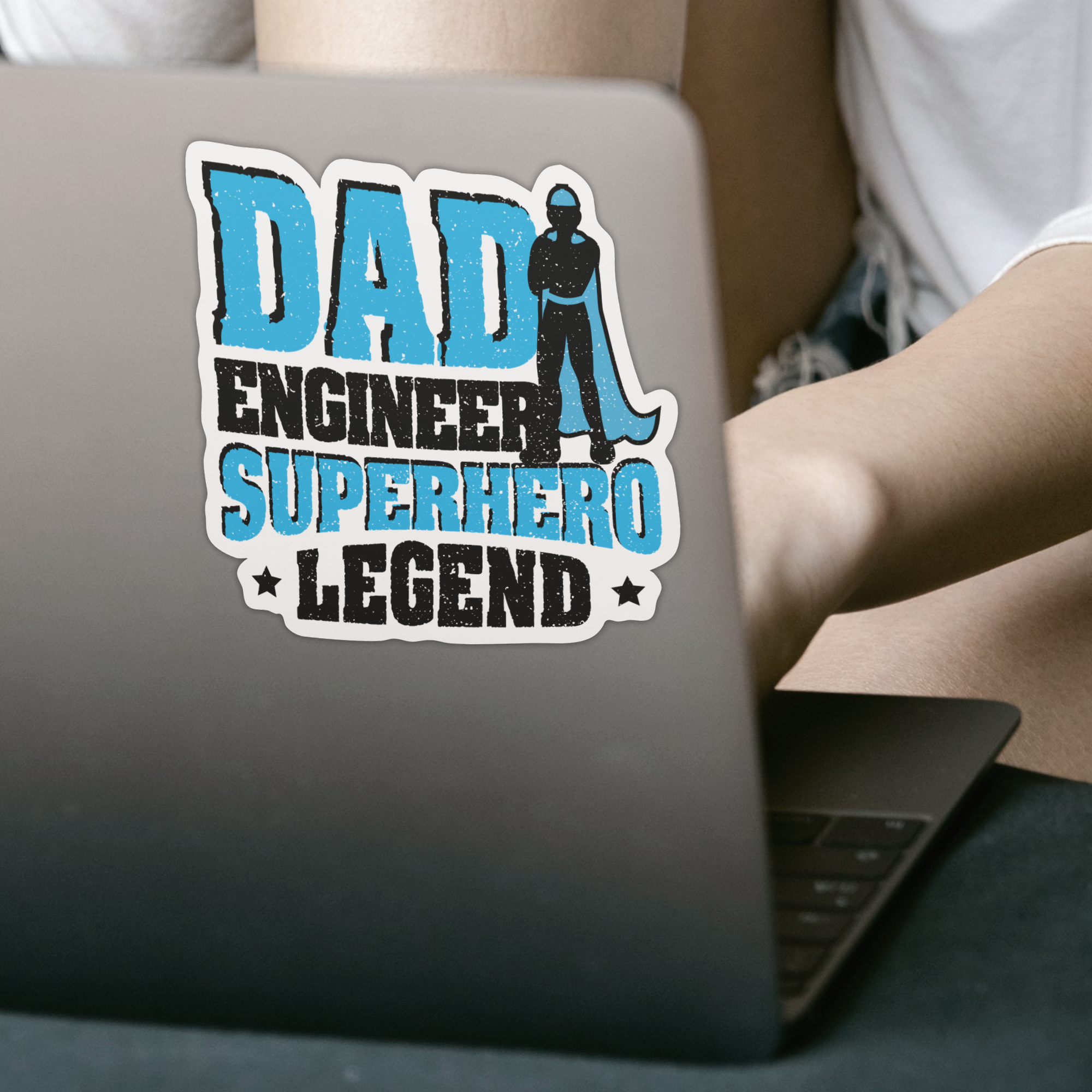 Dad Engineer Superhero Legend Sticker - DESIGNSBYJNK5.COM