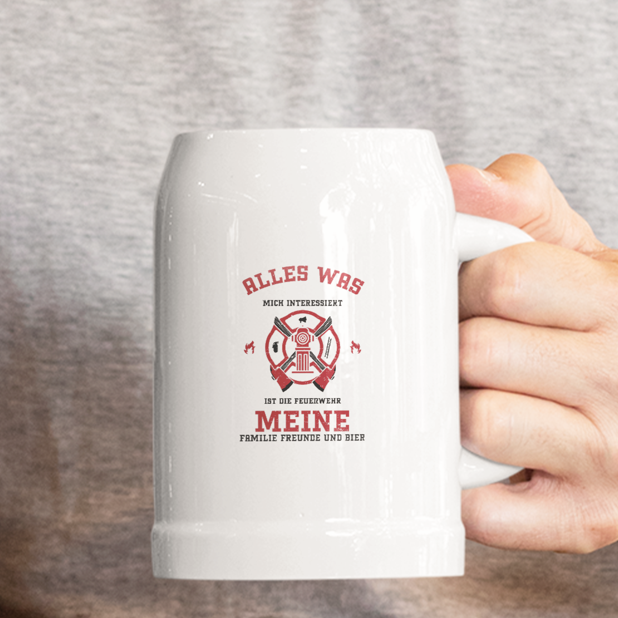 Alles Was Mich Interessiert Ist Die Feuerwehr Meine Familie Freunde Und Bier Bierkrug - DESIGNSBYJNK5.COM