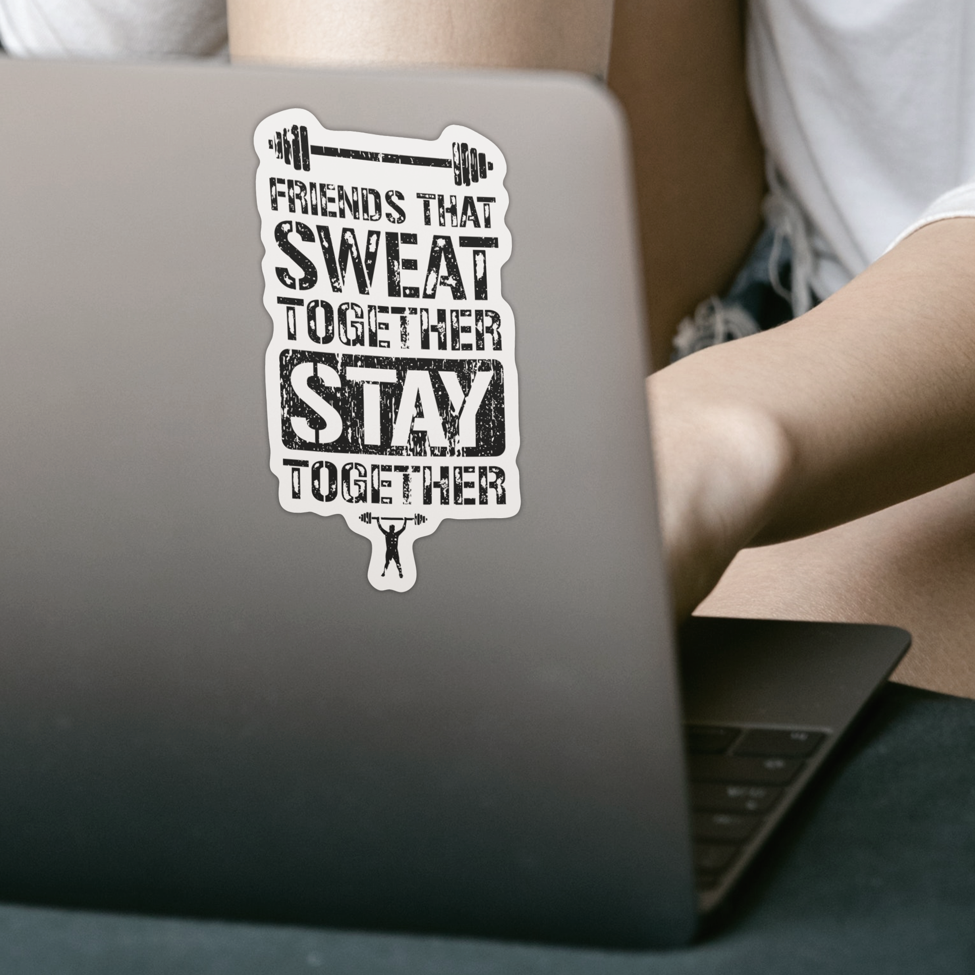 Friends That Sweat Together Stay Together Sticker - DESIGNSBYJNK5.COM