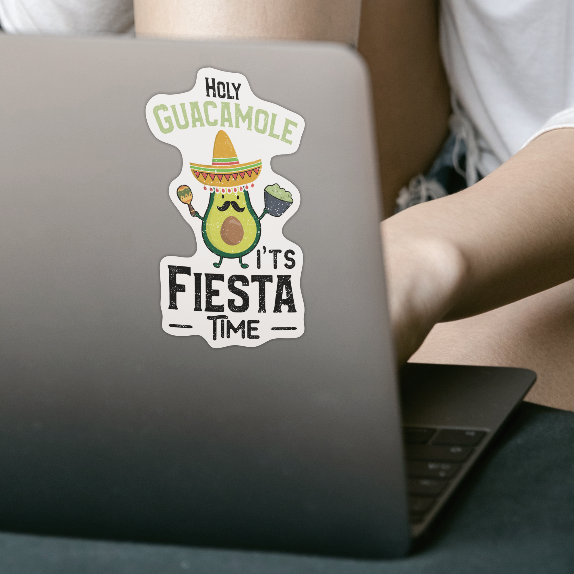 Holy Guacamole It's Fiesta Time Sticker - DESIGNSBYJNK5.COM