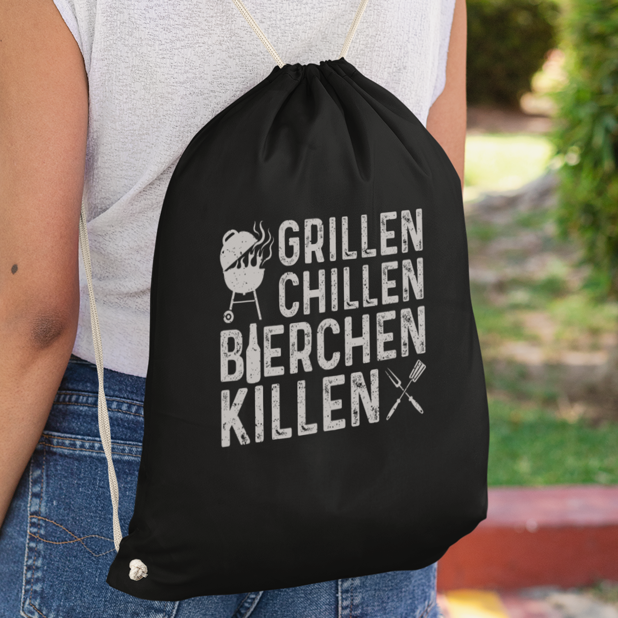 Grillen Chillen Bierchen Killen Turnbeutel - DESIGNSBYJNK5.COM