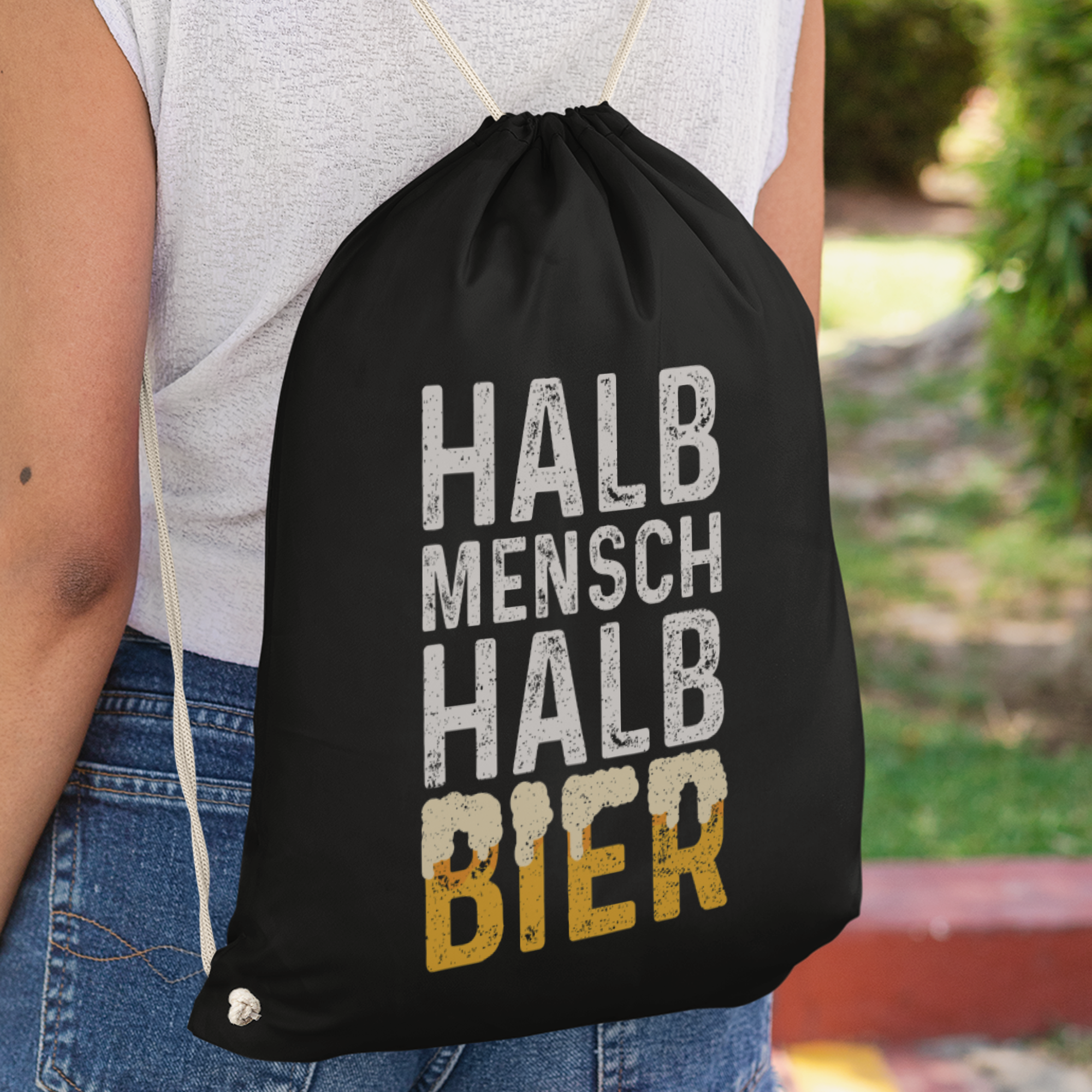 Halb Mensch Halb Bier Turnbeutel - DESIGNSBYJNK5.COM