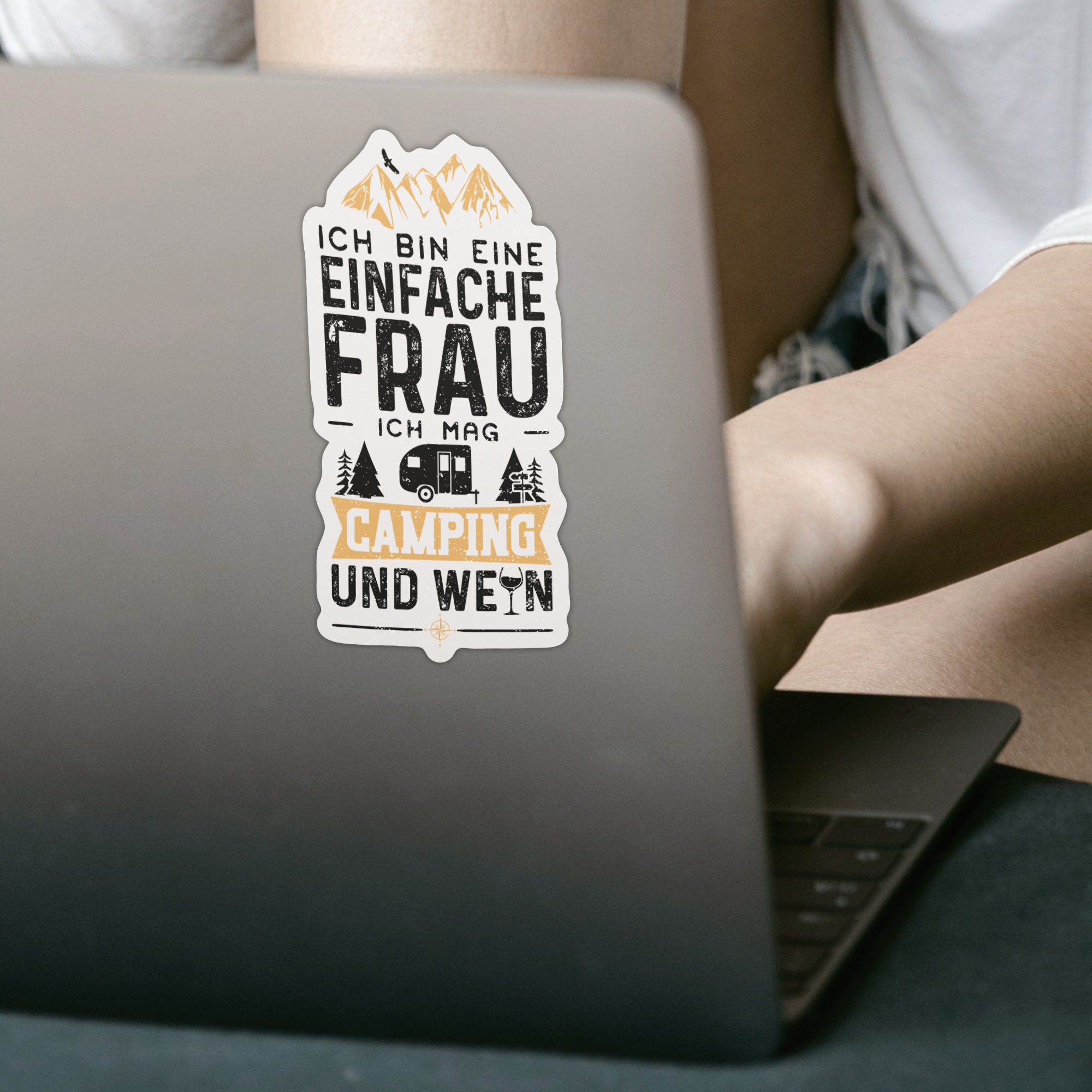 Ich Bin Eine Einfache Frau Ich Mag Camping Und Wein Sticker - DESIGNSBYJNK5.COM