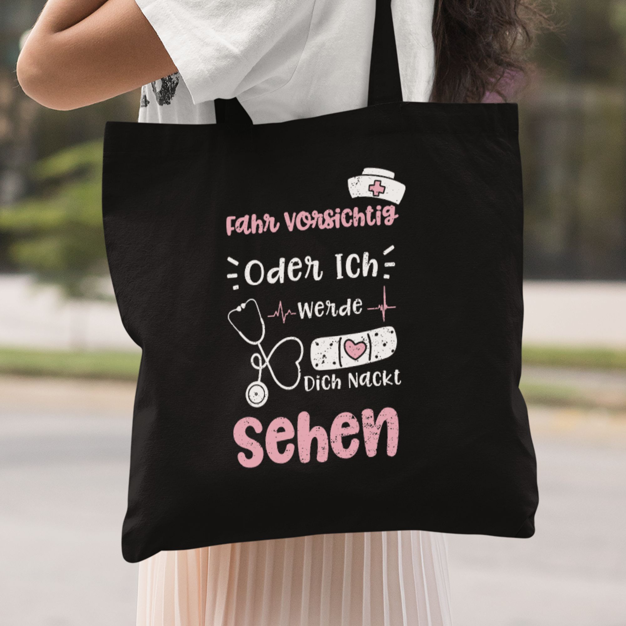Fahr Vorsichtig Oder Ich Werde Dich Nackt Sehen Stoffbeutel - DESIGNSBYJNK5.COM