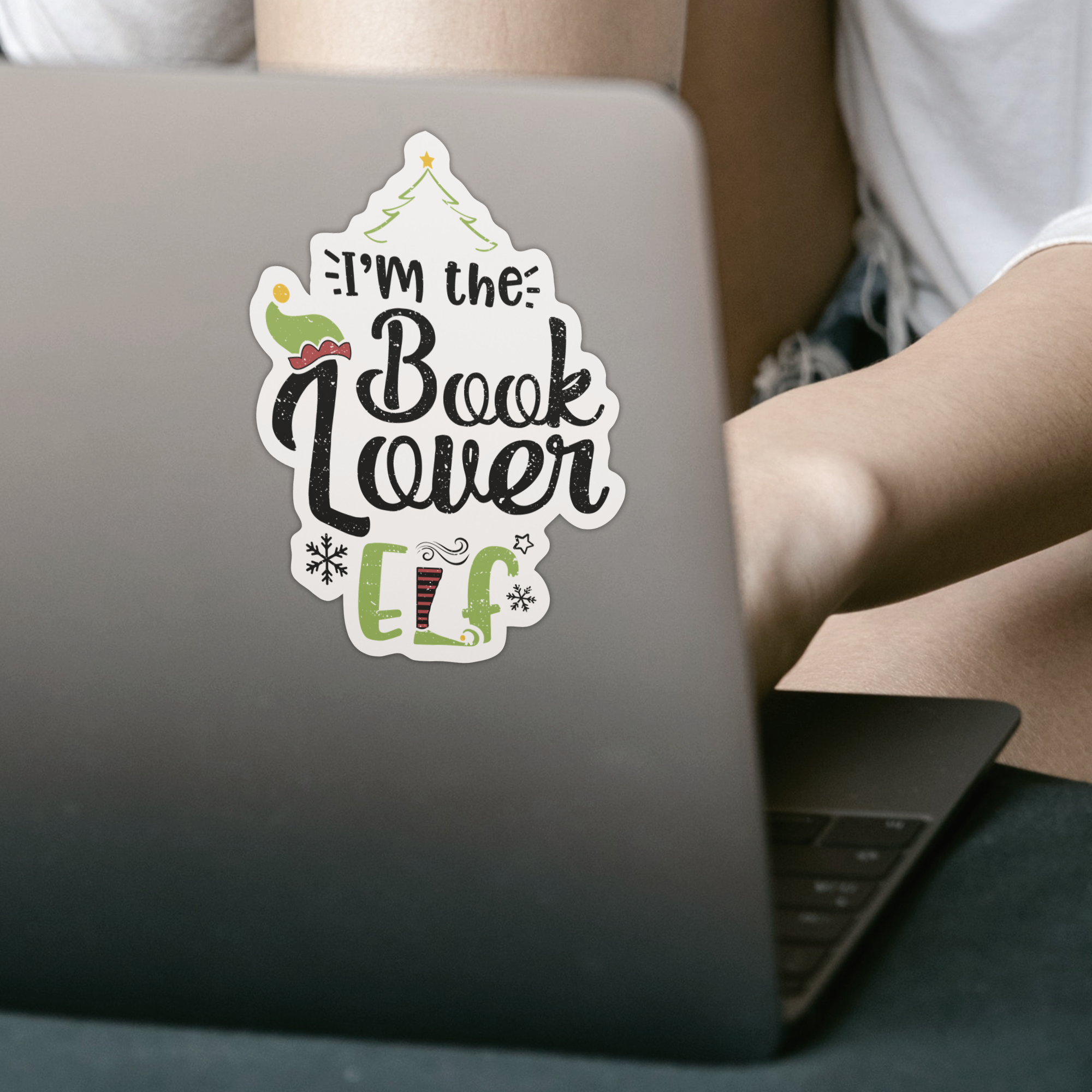 I'm The Book Lover Elf Sticker - DESIGNSBYJNK5.COM