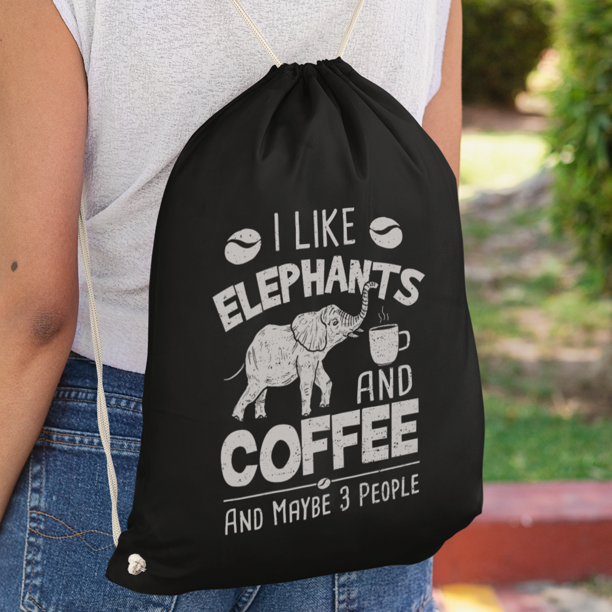 I Like Elephants And Coffee Turnbeutel - DESIGNSBYJNK5.COM