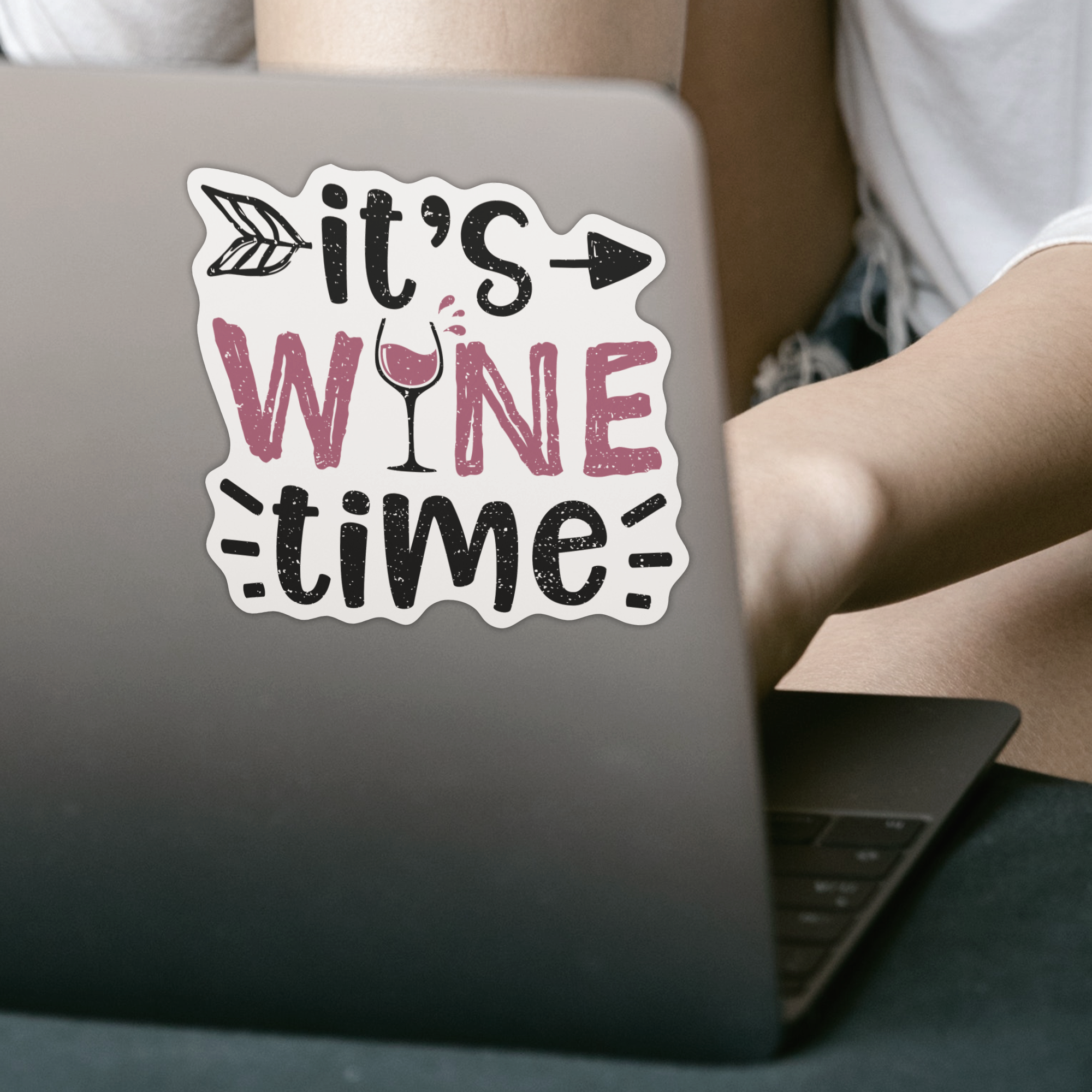 It's Wine Time Sticker - DESIGNSBYJNK5.COM