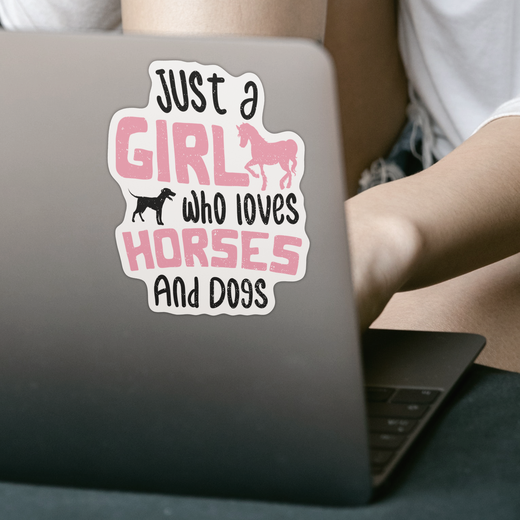 Just A Girl Who Loves Horses And Dogs Sticker - DESIGNSBYJNK5.COM