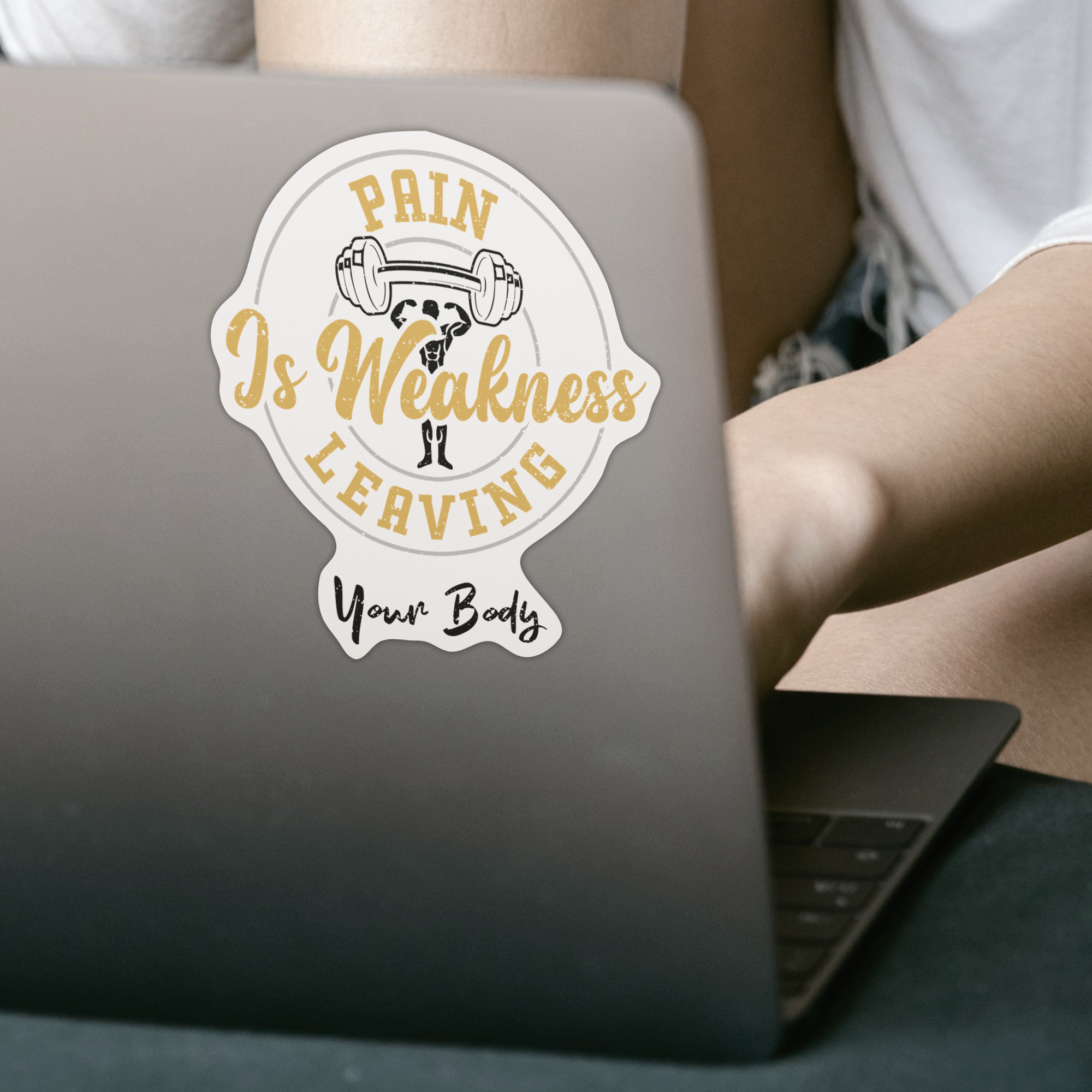 Pain Is Weakness Leaving Your Body Sticker - DESIGNSBYJNK5.COM