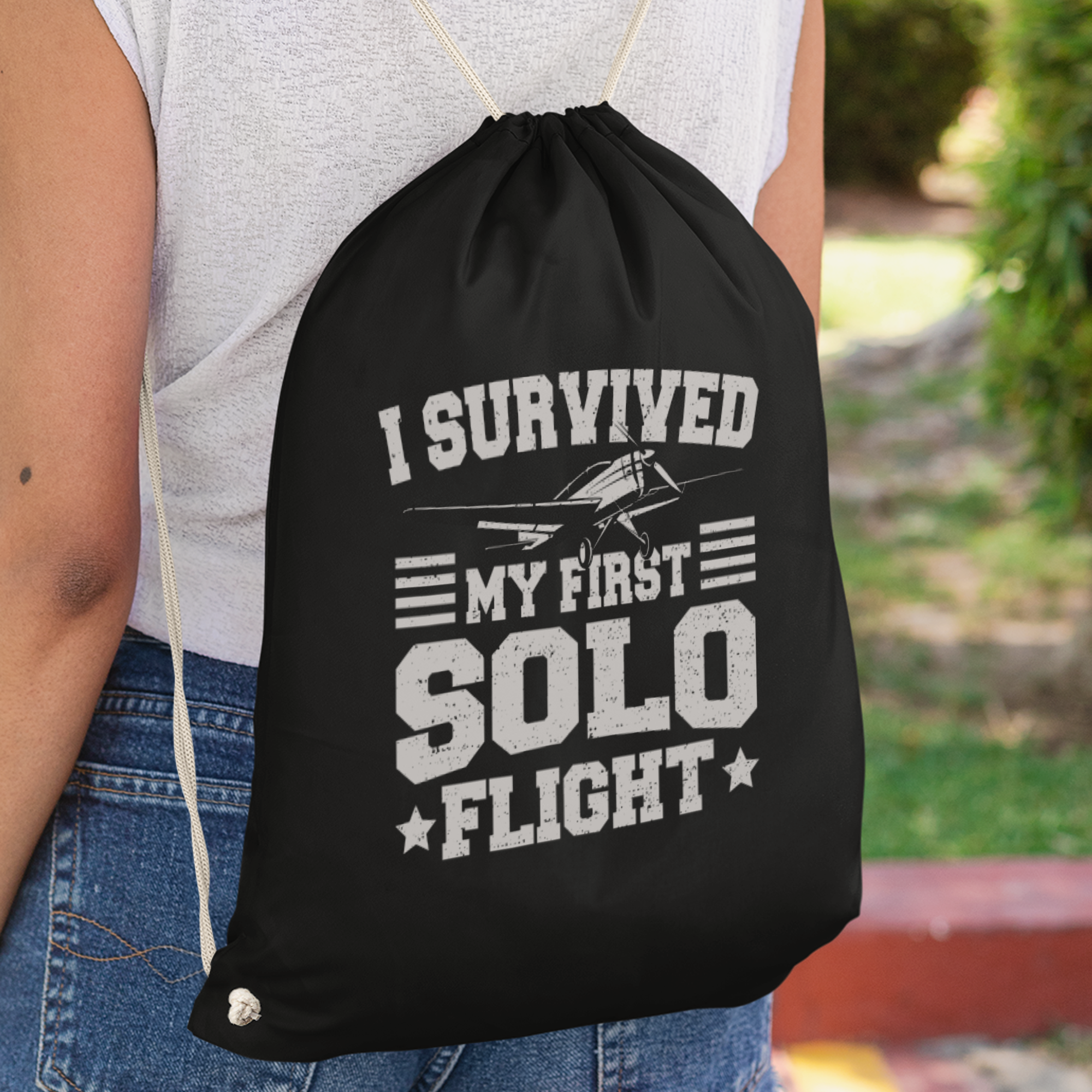 I Survived My First Solo Flight Turnbeutel - DESIGNSBYJNK5.COM