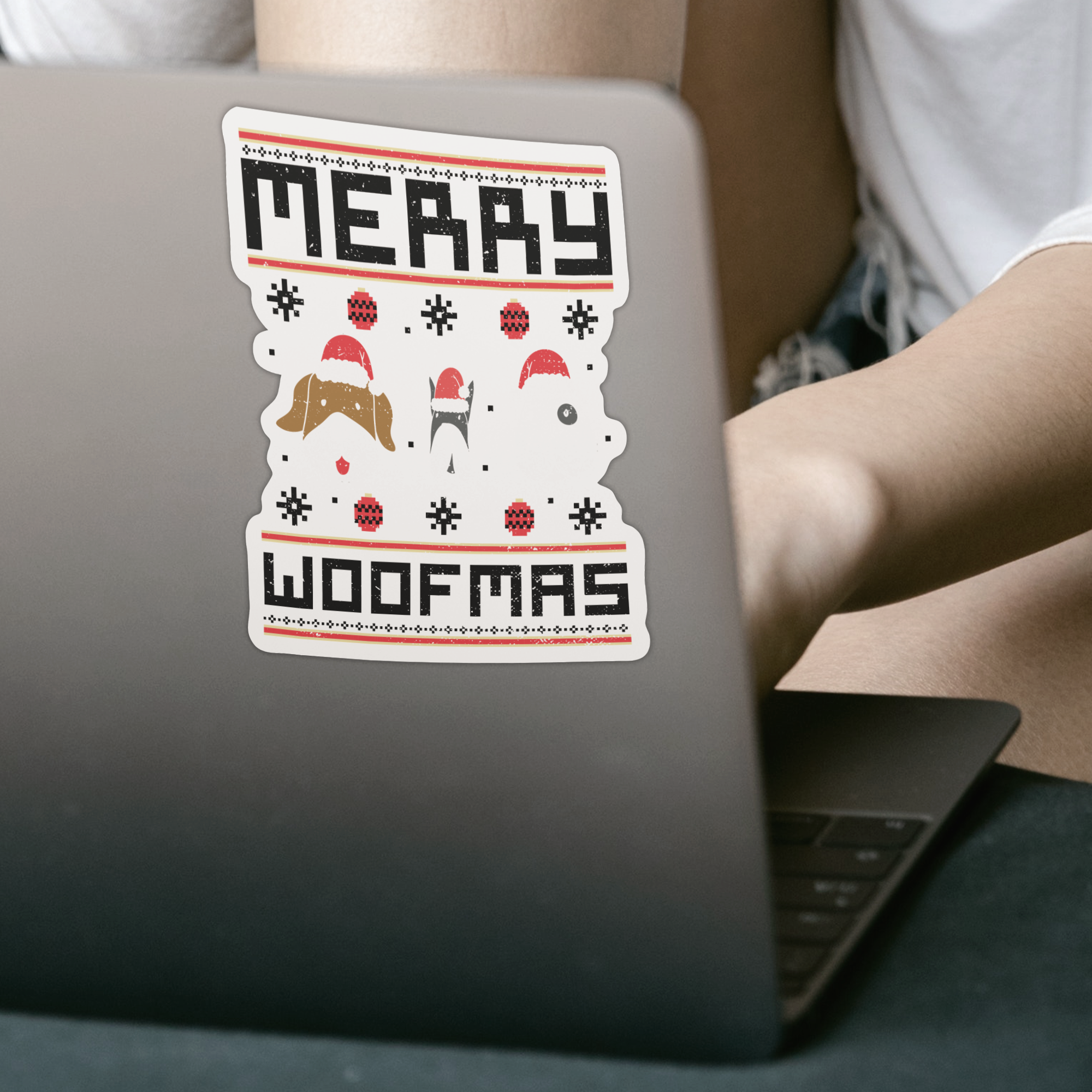 Merry Woofmas Sticker - DESIGNSBYJNK5.COM