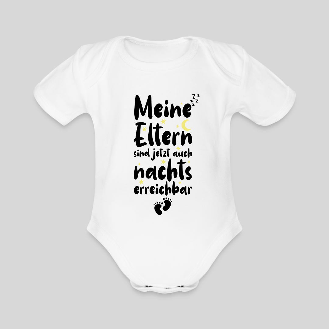 Lustiges Baby-Lätzchen 'Meine Eltern Sind Jetzt Auch Nachts Erreichbar' - Witziges Geschenk Zur Babyparty In Schwarz/gelb