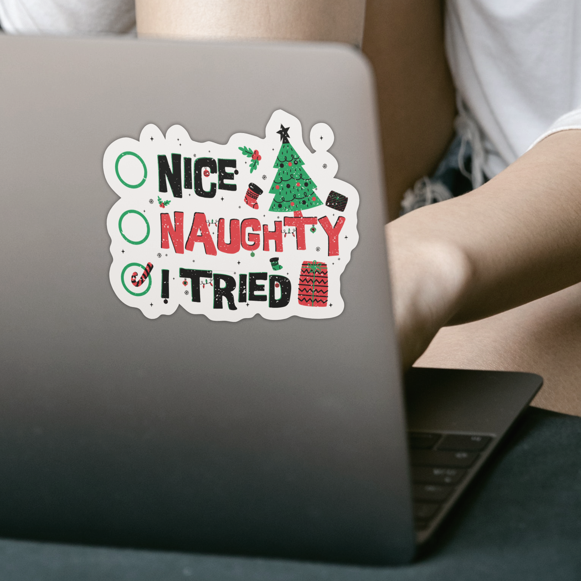 Nice Naughty I Tried Sticker - DESIGNSBYJNK5.COM