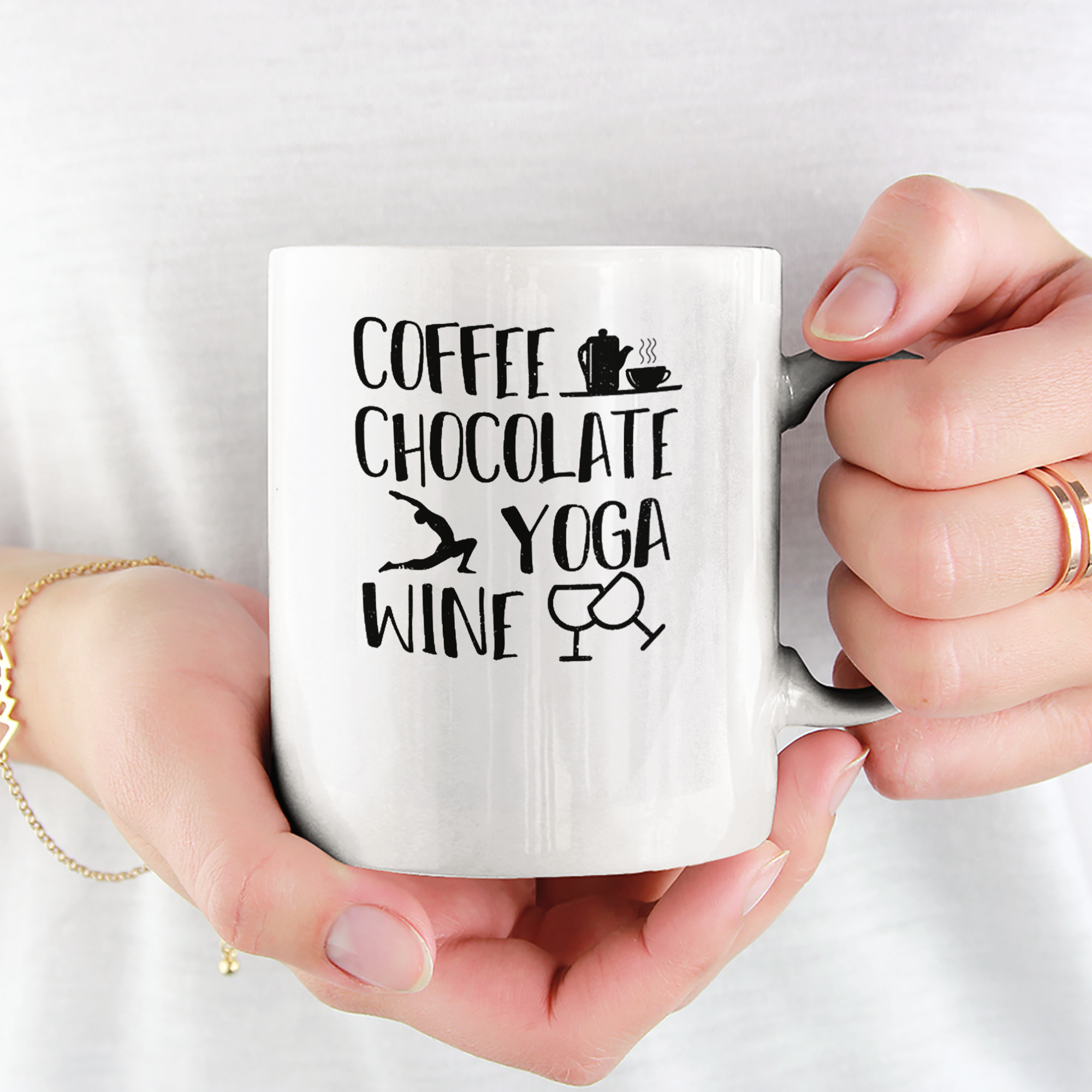 Coffee Chocolate Yoga Wine Tasse - DESIGNSBYJNK5.COM