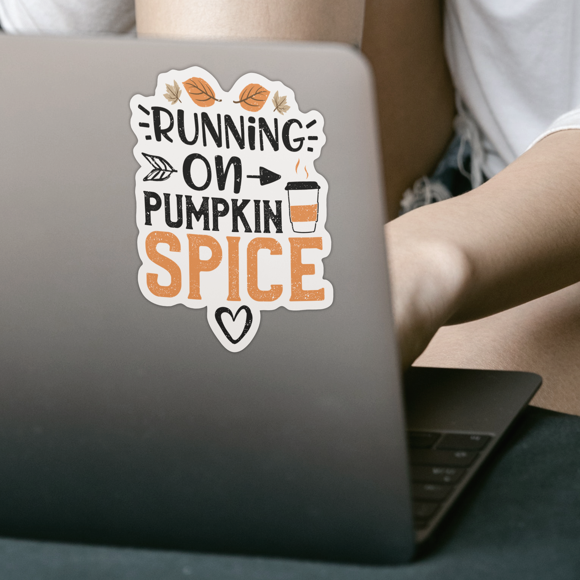 Running on Pumpkin Spice Sticker - DESIGNSBYJNK5.COM