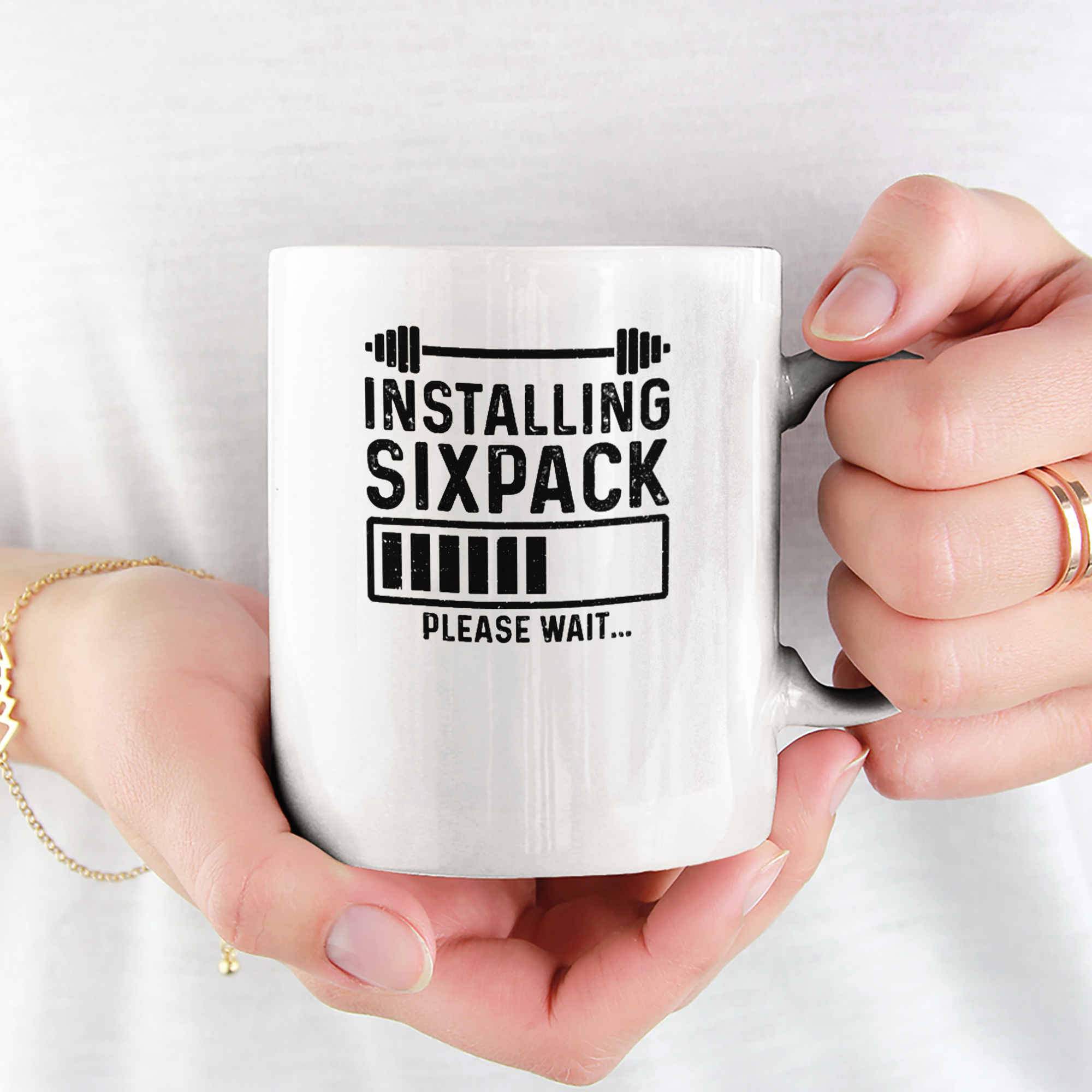 Installing Sixpack Please Wait Tasse (Unisex) - DESIGNSBYJNK5.COM