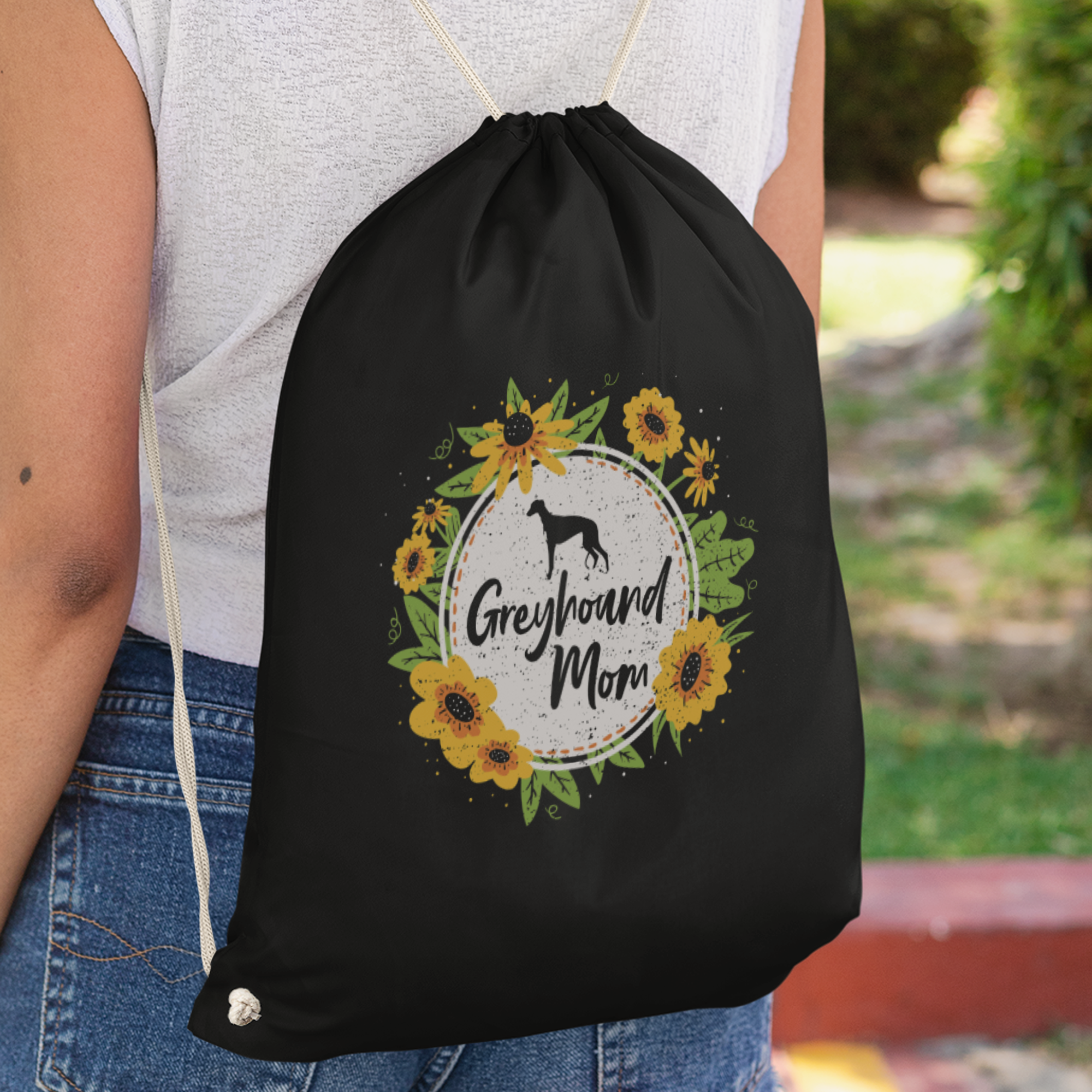 Sunflower Greyhound Mom Turnbeutel - DESIGNSBYJNK5.COM