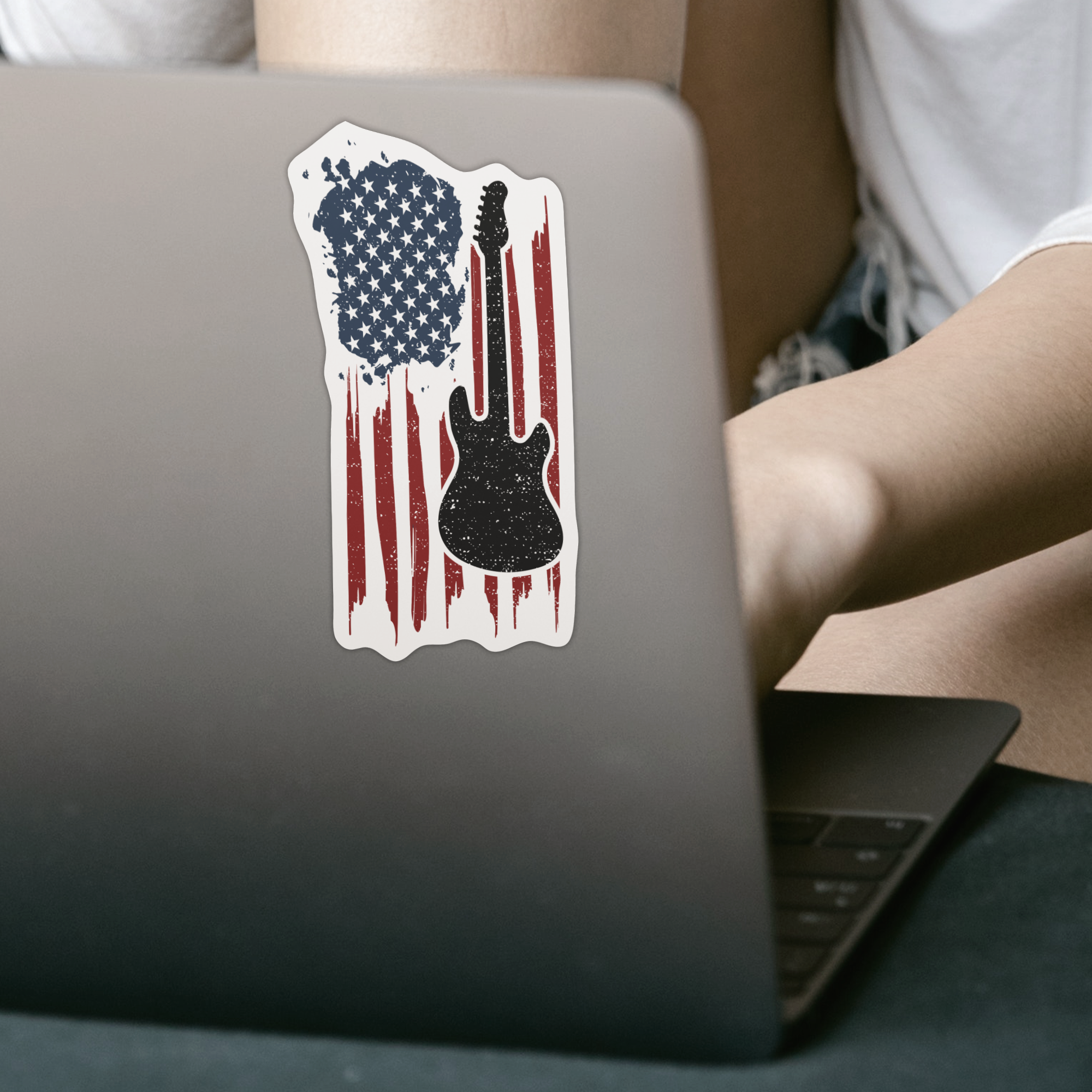 US Flag Guitar Sticker - DESIGNSBYJNK5.COM