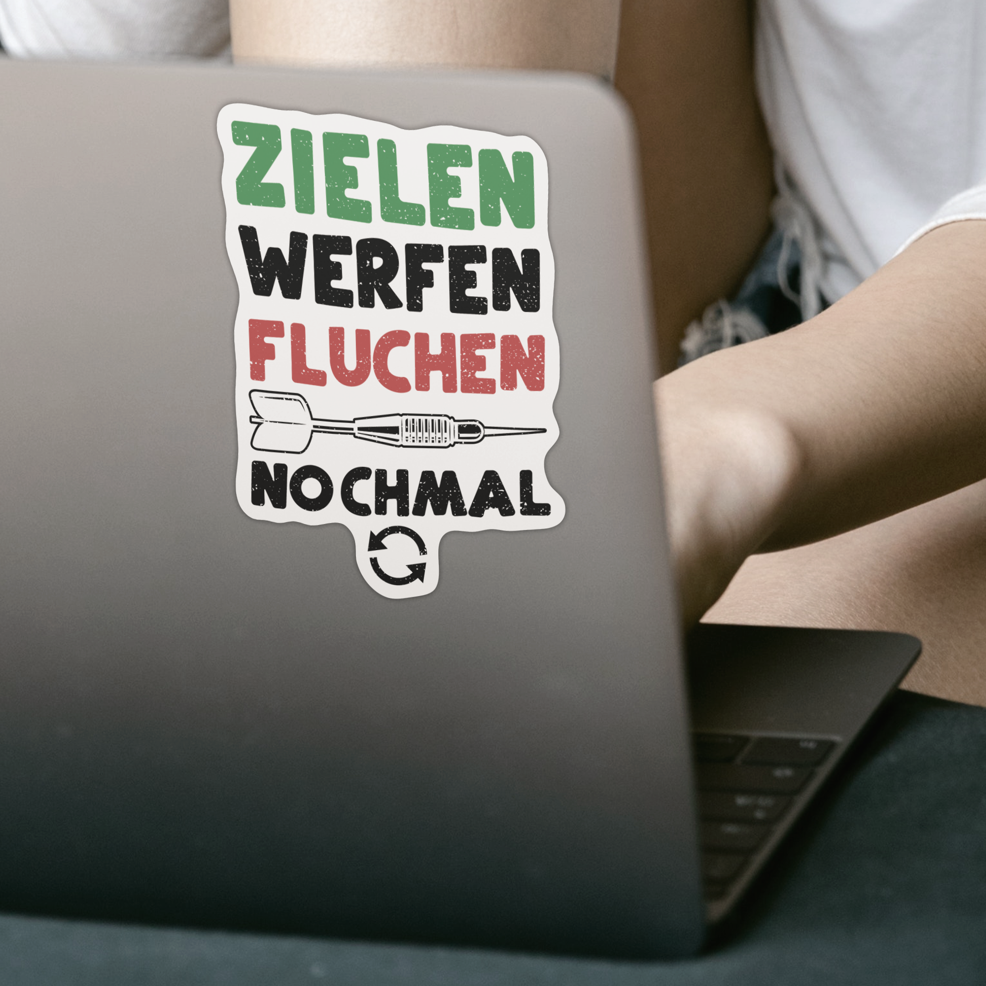 Zielen Werfen Fluchen Nochmal Sticker - DESIGNSBYJNK5.COM