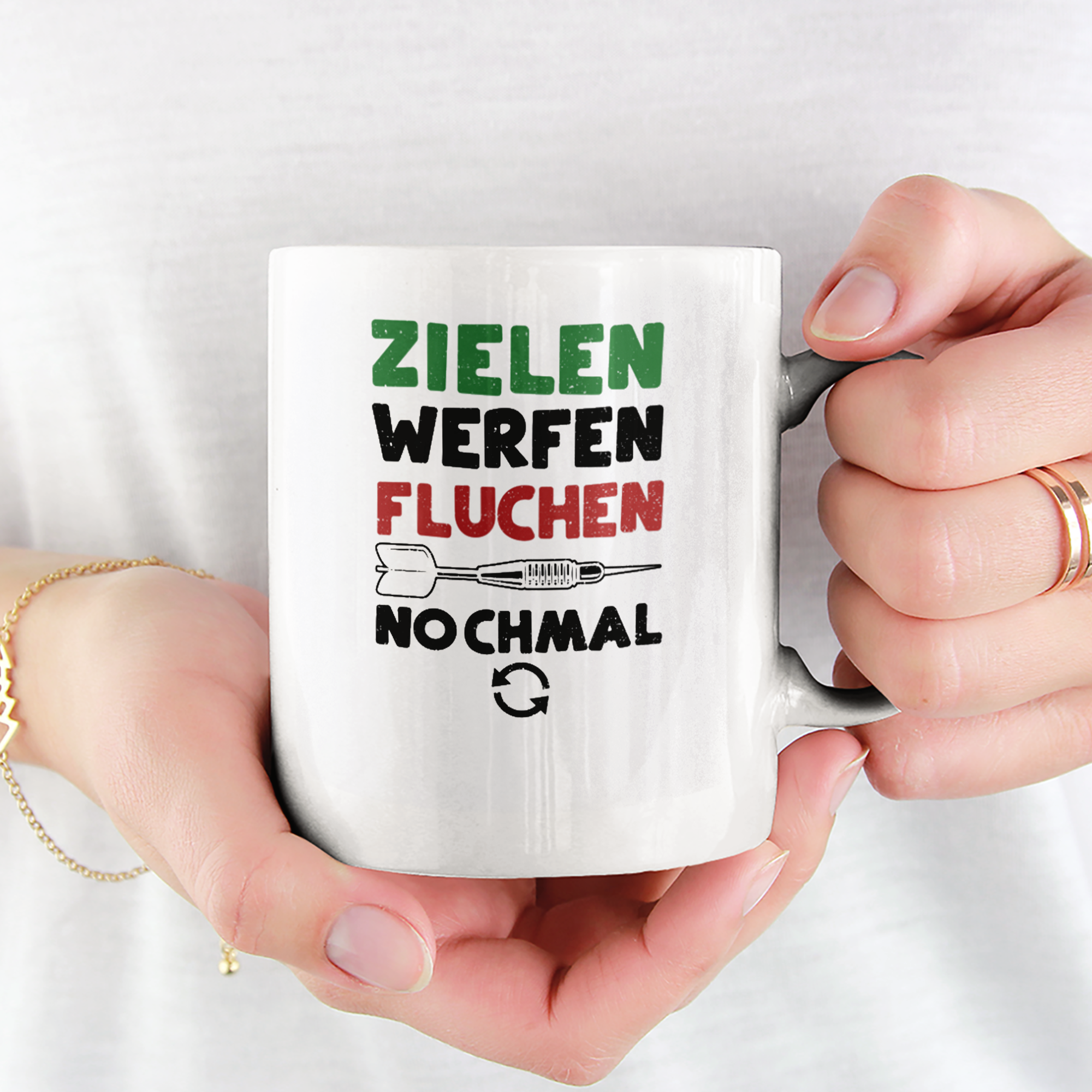 Zielen Werfen Fluchen Nochmal Tasse - DESIGNSBYJNK5.COM