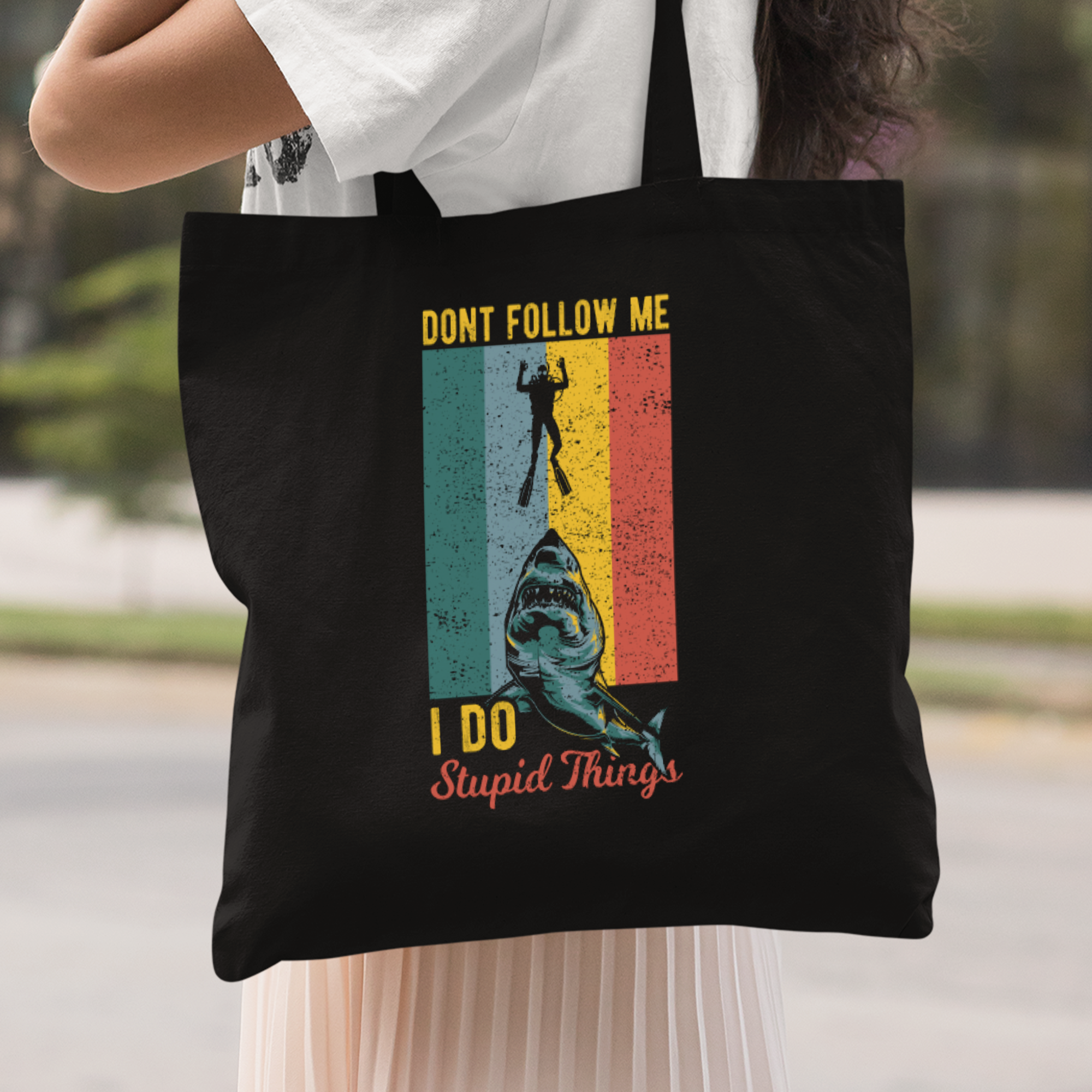 Don't Follow Me I Do Stupid Things Stoffbeutel - DESIGNSBYJNK5.COM