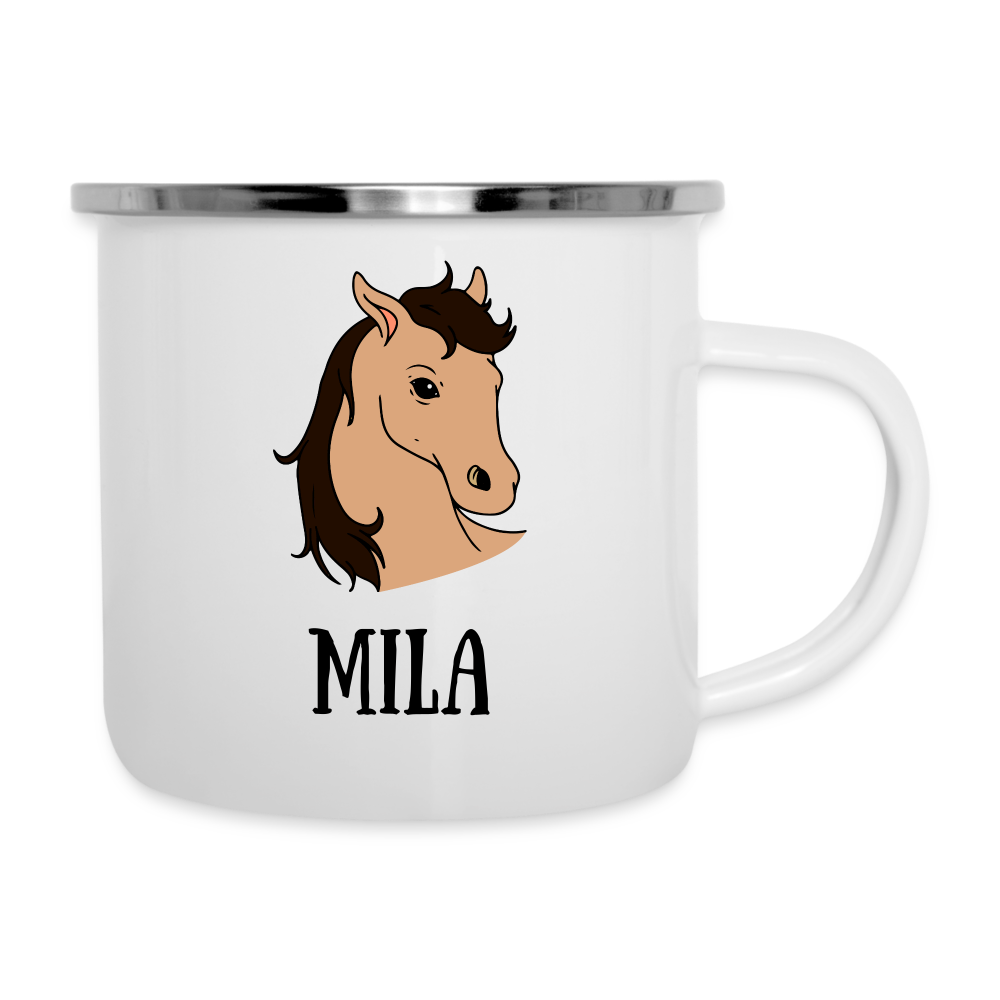 Pferd + Namen Kindertasse (personalisierbar) - weiß