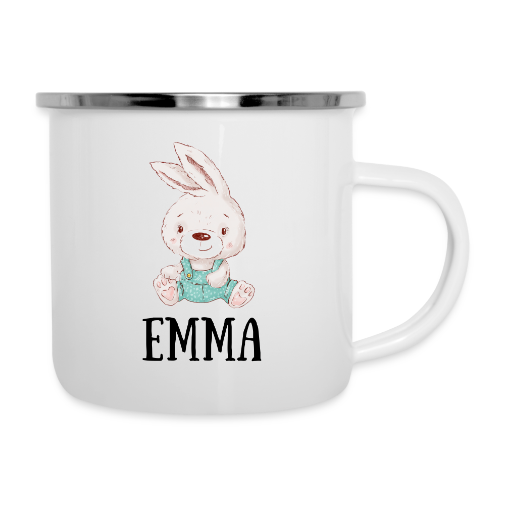 Hase + Namen Kindertasse (personalisierbar) - weiß