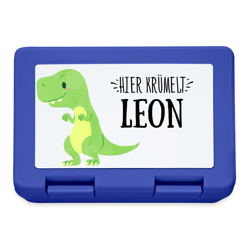 Hier Krümelt Dinosaurier + Name (personalisierbar) - Royalblau