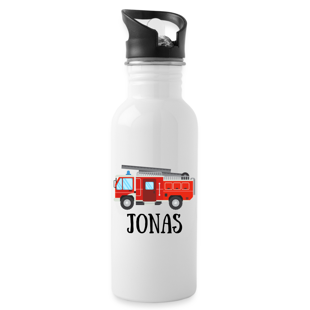 Feuerwehr + Name Trinkflasche (personalisierbar) - weiß