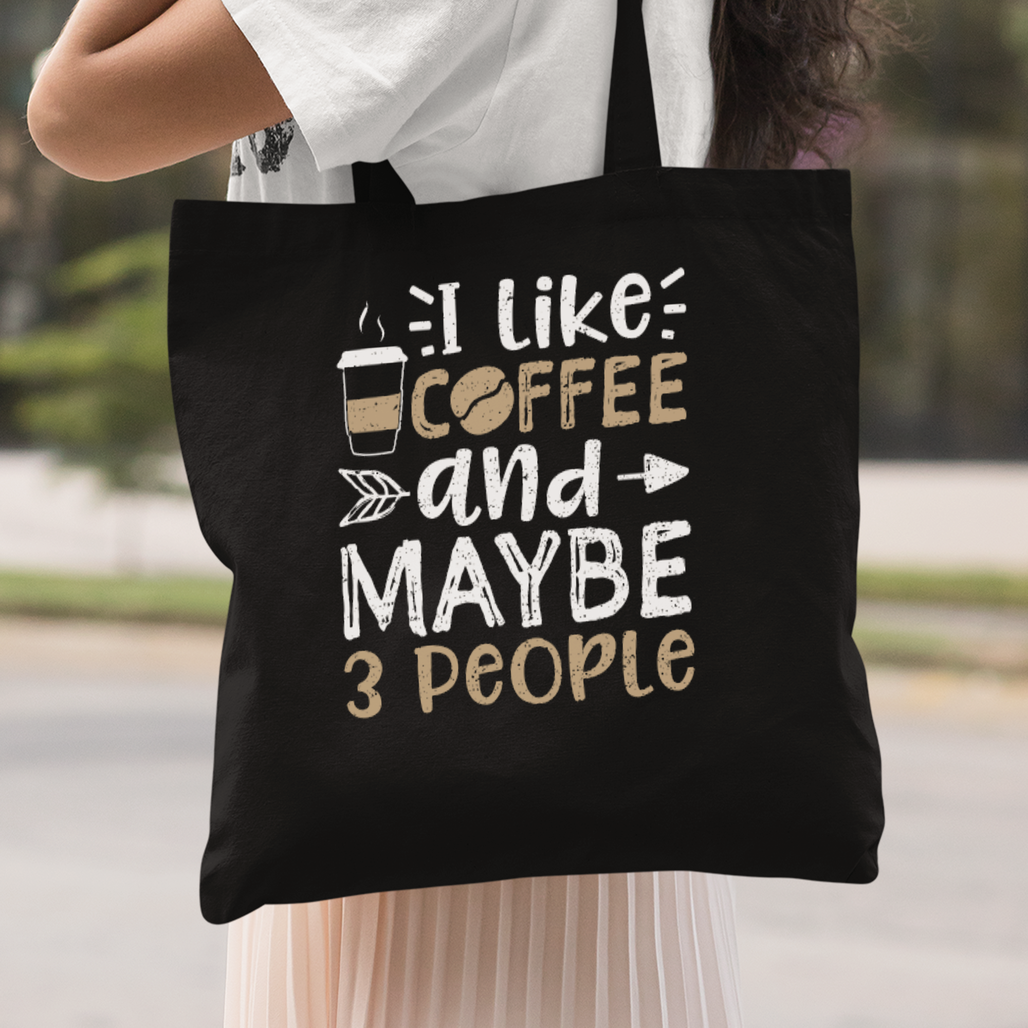 I Like Coffee And Maybe 3 People Stoffbeutel - DESIGNSBYJNK5.COM