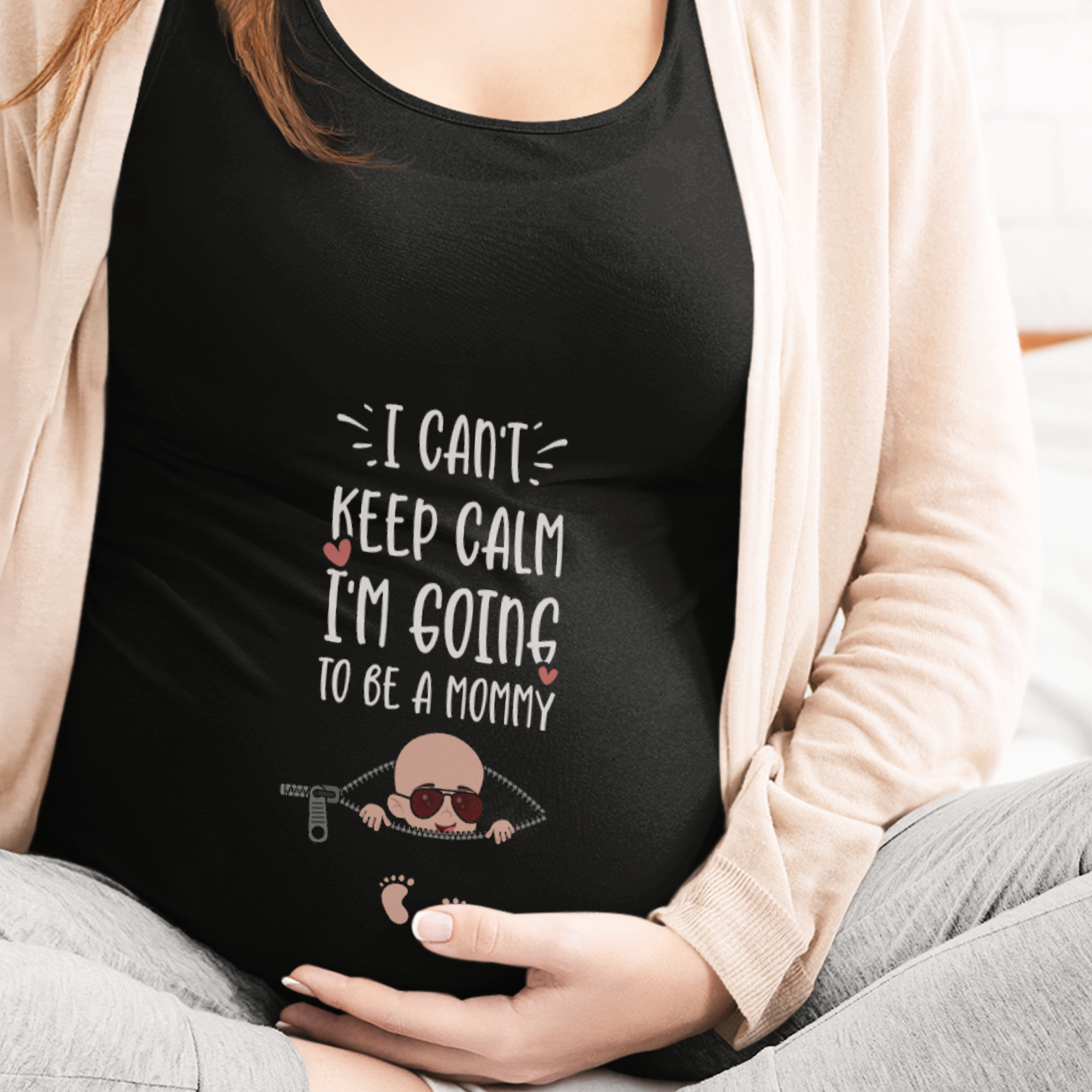 I Can't Keep Calm I'm Going To Be A Mommy Schwangerschafts T-Shirt - DESIGNSBYJNK5.COM