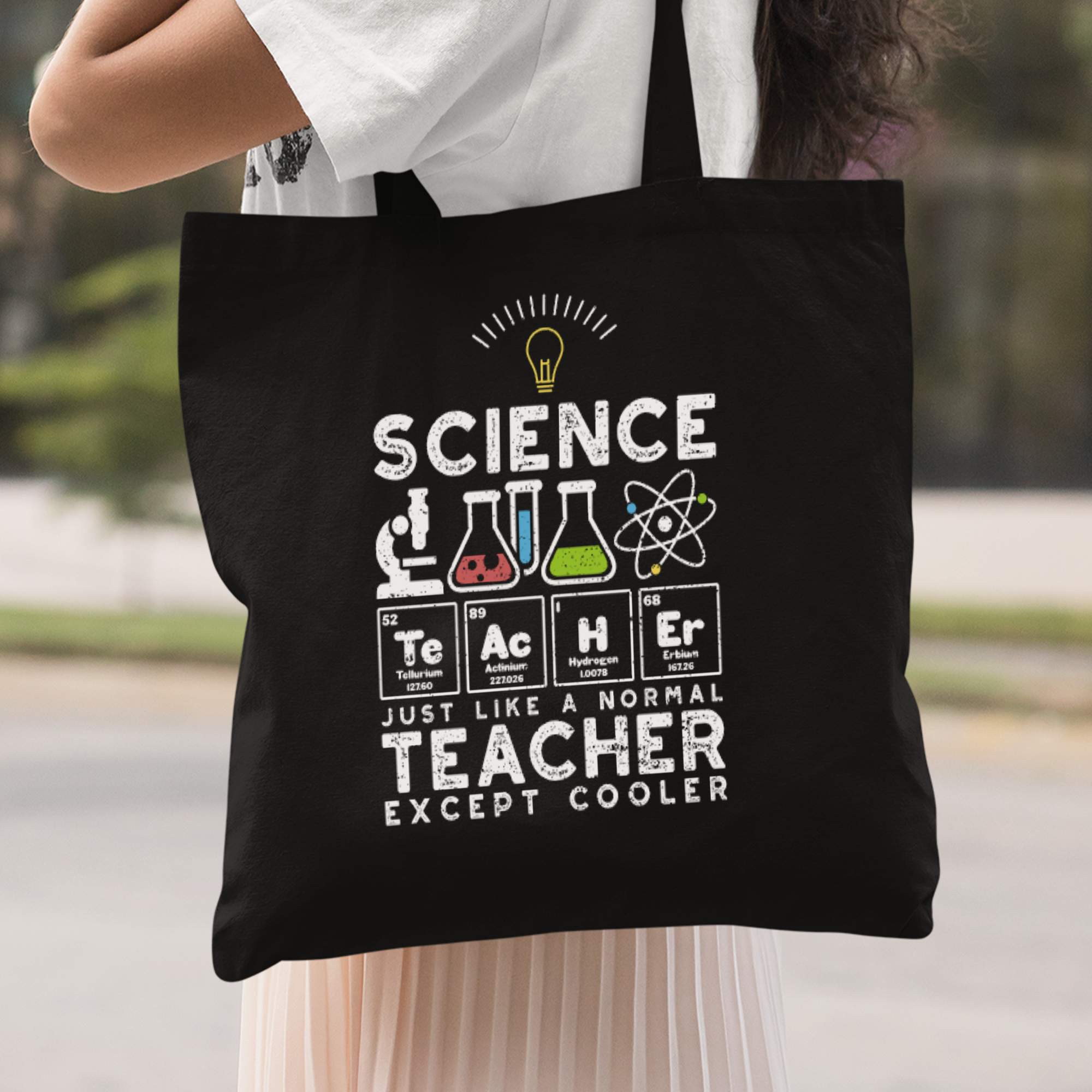 Science Teacher Just Like A Normal Teacher Except Cooler Stoffbeutel - DESIGNSBYJNK5.COM