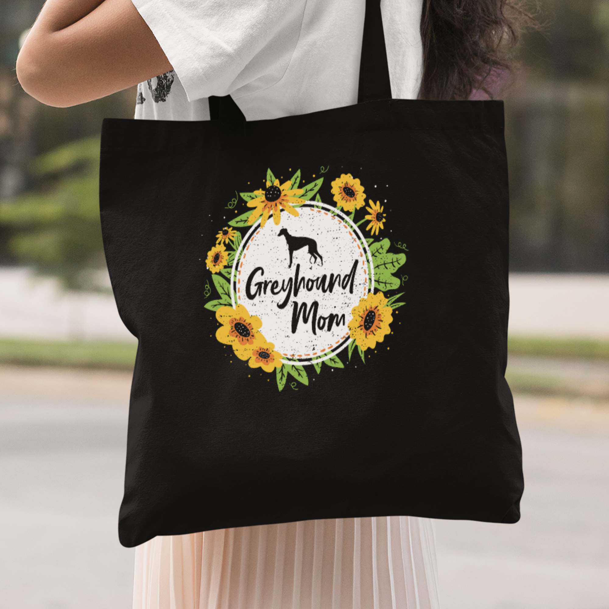 Sunflower Greyhound Mom Stoffbeutel - DESIGNSBYJNK5.COM