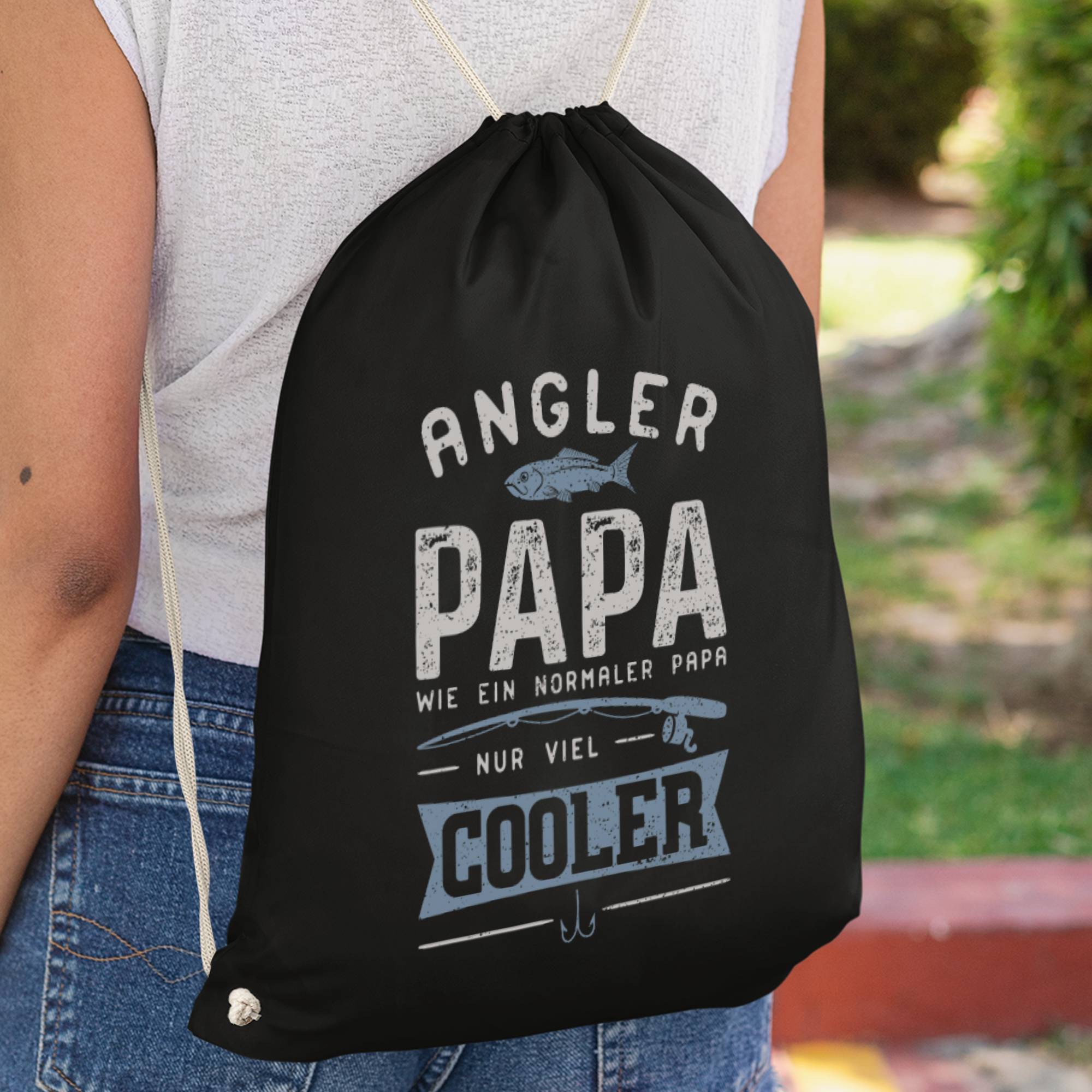 Angler Papa Wie Ein Normaler Papa Nur Viel Cooler Turnbeutel - DESIGNSBYJNK5.COM